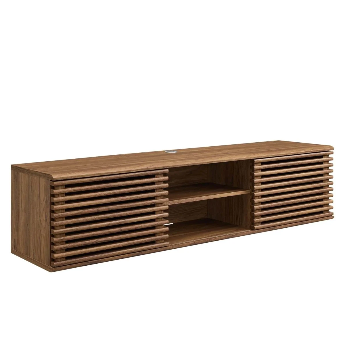 Mid Century Modern Wall Mount TV Stand with Sliding Doors and Storage 60 Inch