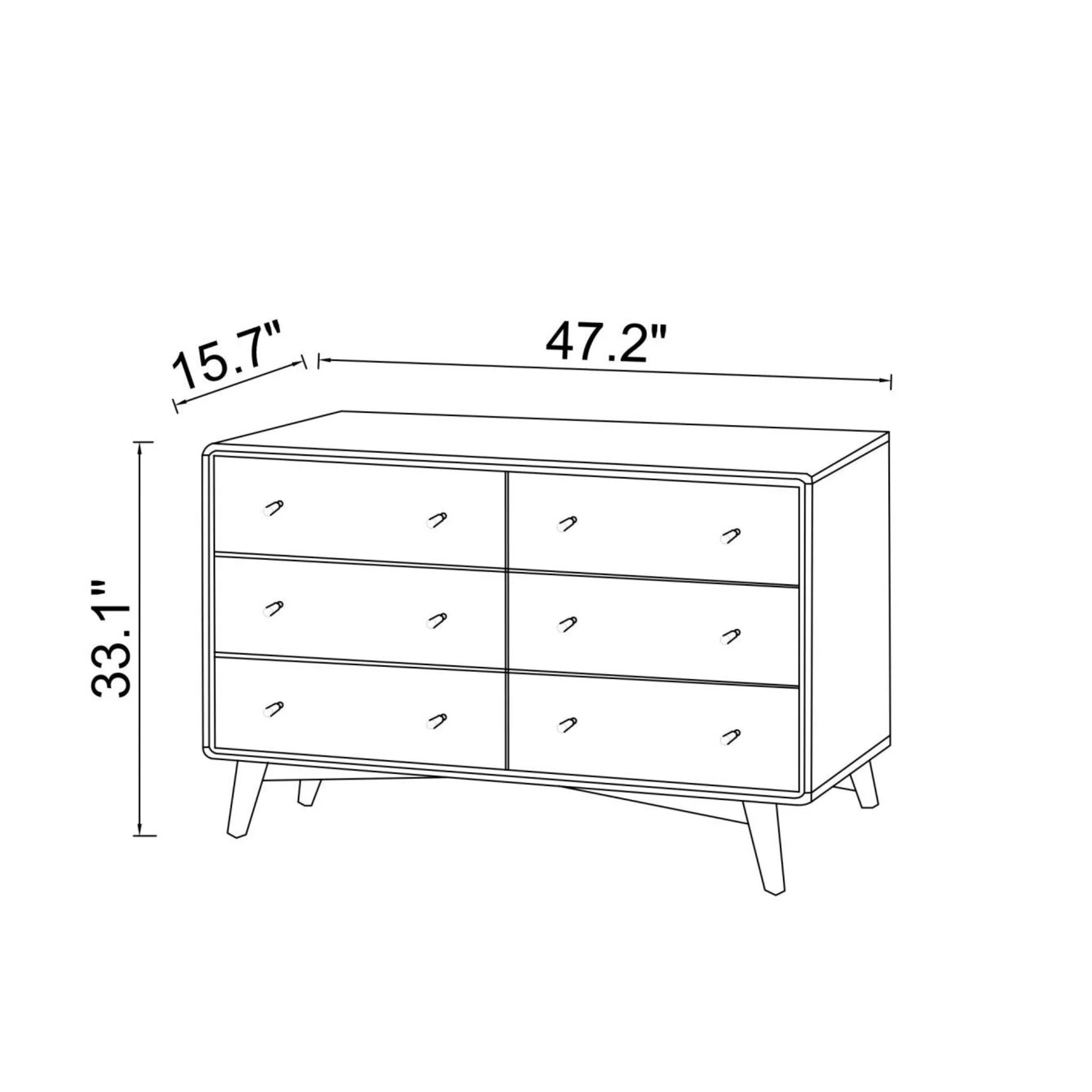 Dresser 6 Drawer - Dark Brown / White - Image 9