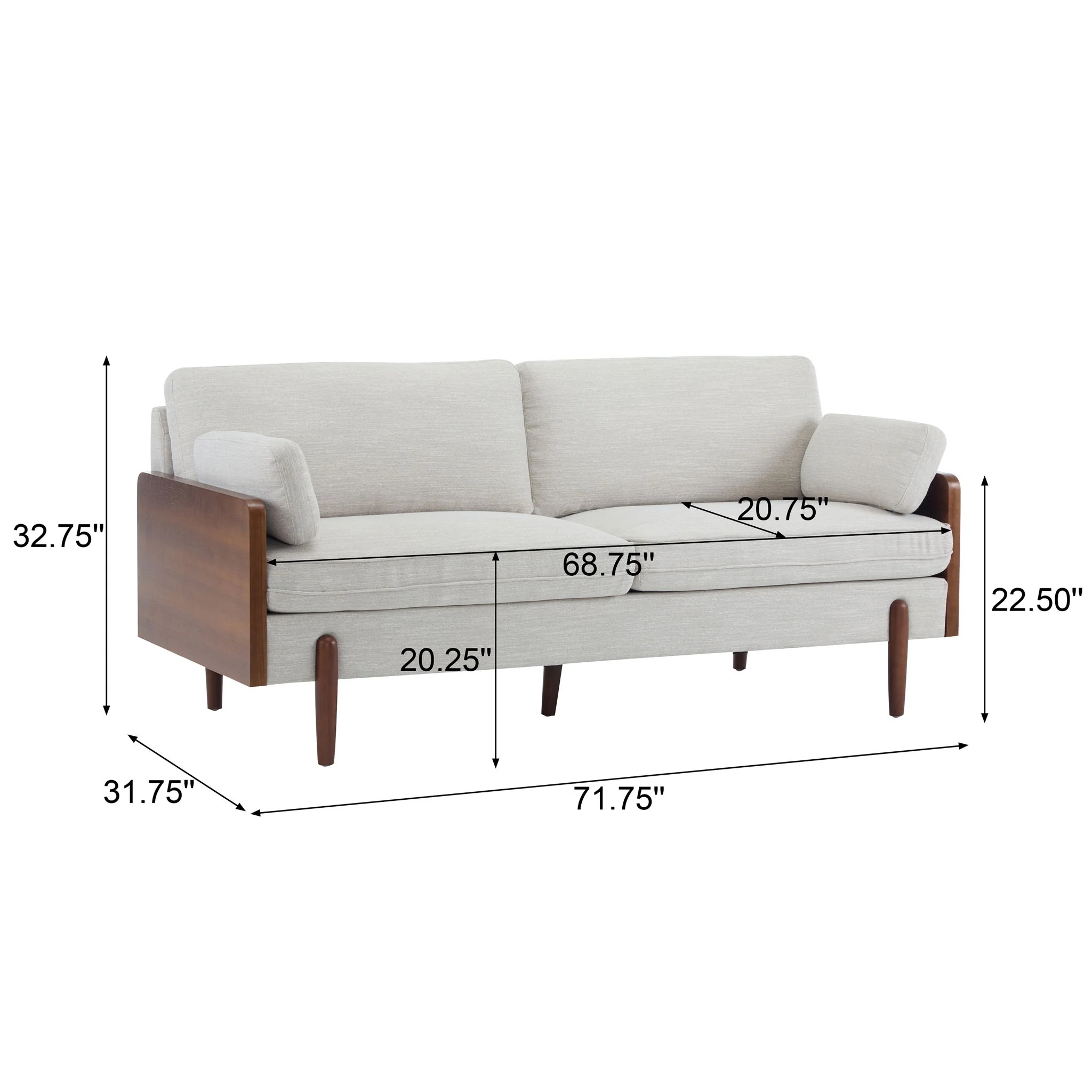 Mid Century Moderne Sofa With Wood Sides - Image 4