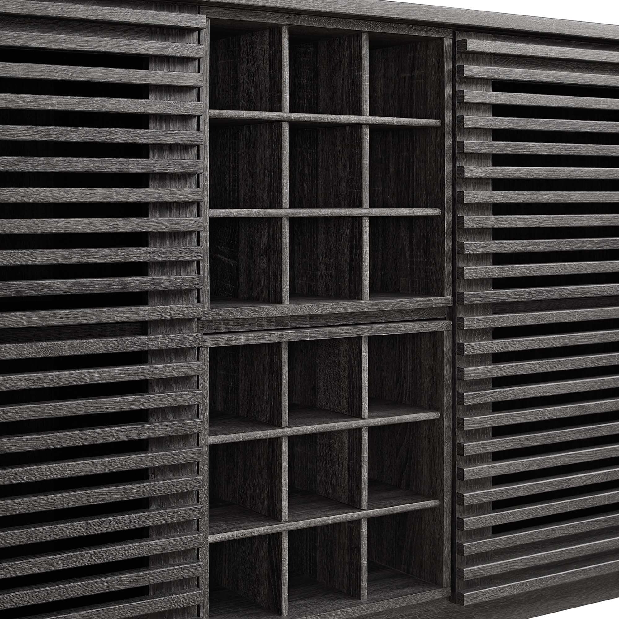 Mid-Century Slatted Door Bar Cabinet – Walnut 46 Inch - Image 9
