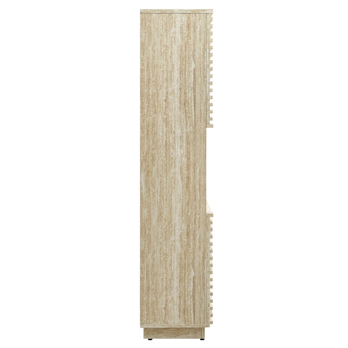 59" Faux Travertine Mid-Century Tall Linen Storage Cabinet - Image 6