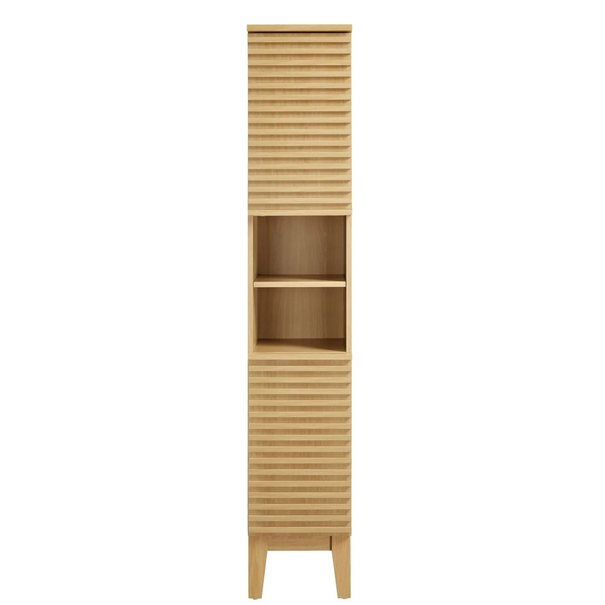 Mid-Century Tall Narrow Bathroom Storage Cabinet with Shelves and Doors - Image 17
