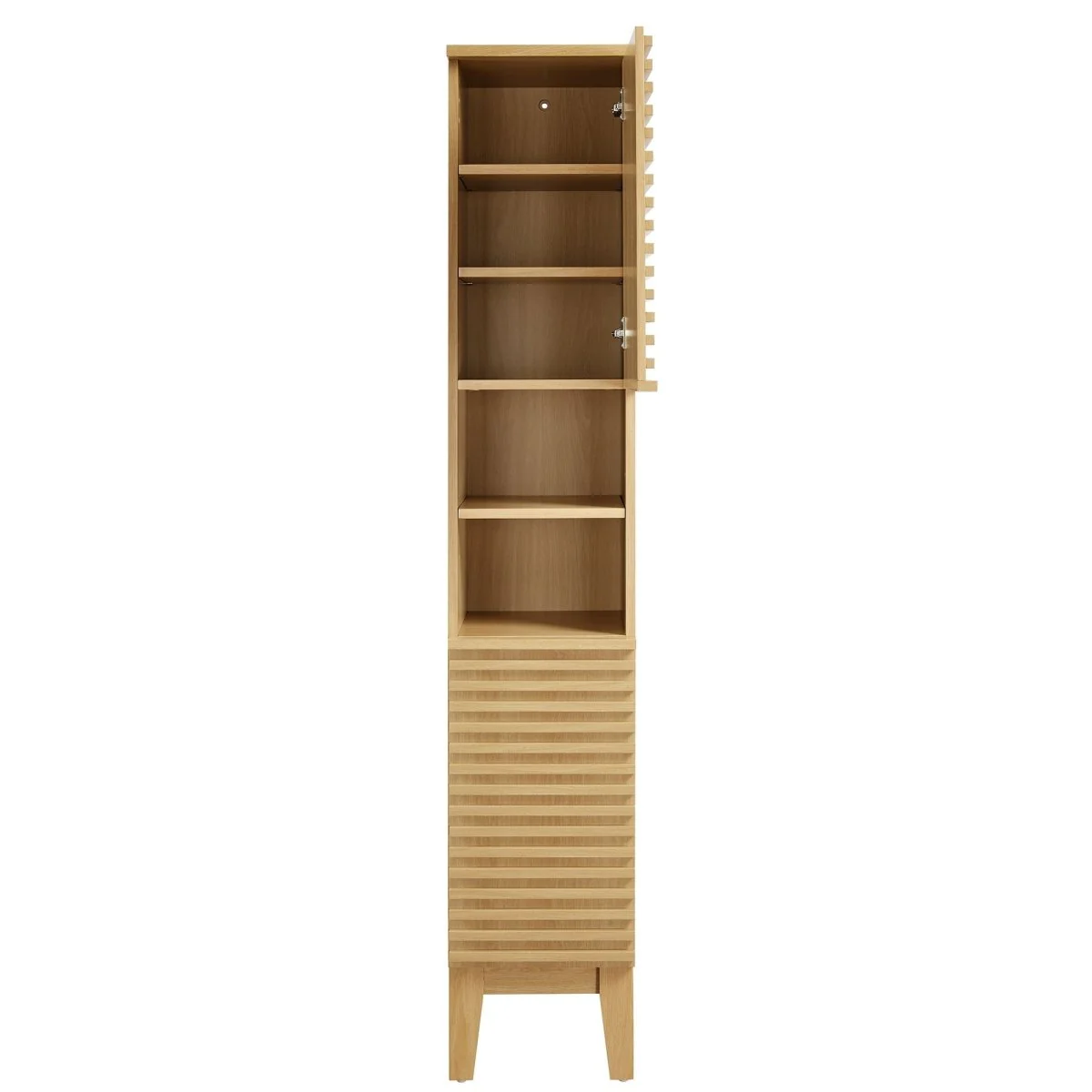 Mid-Century Tall Narrow Bathroom Storage Cabinet with Shelves and Doors - Image 18