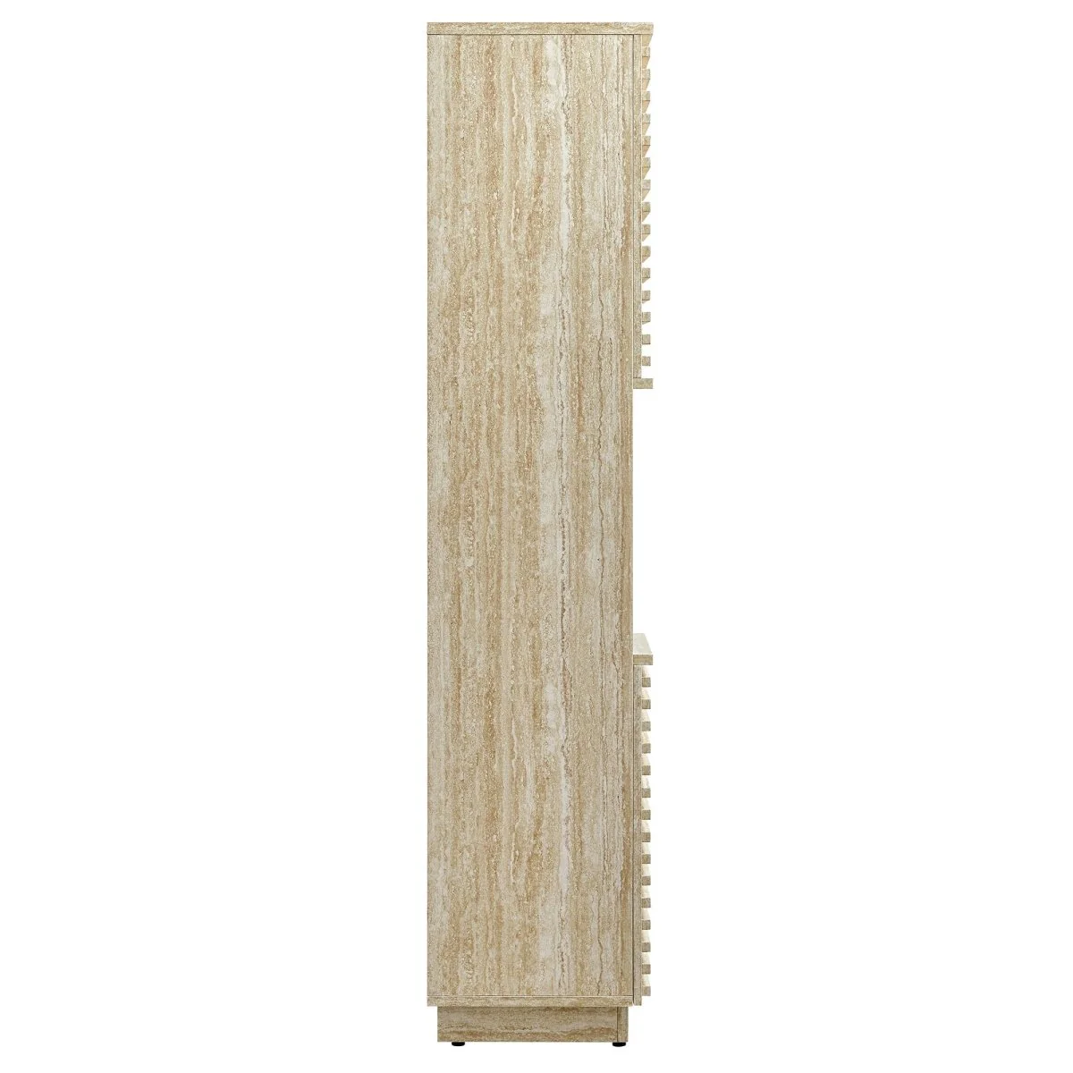 59" Faux Travertine Mid-Century Tall Narrow Linen Storage Cabinet - Image 6