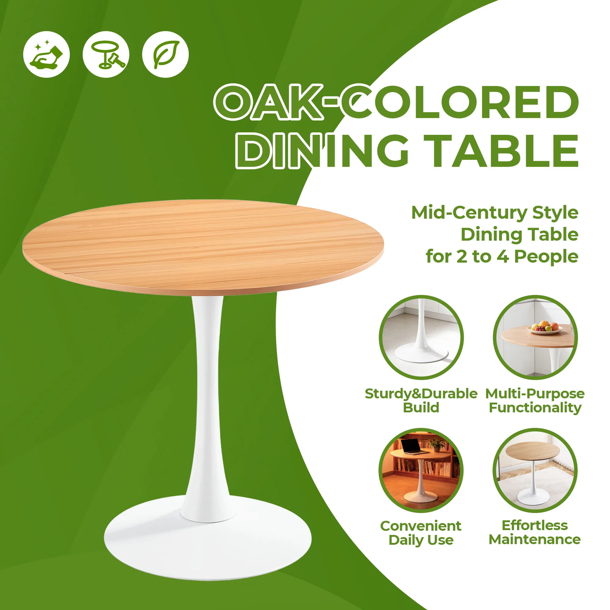 Mid-Century Tulip Table With Round Top, Pedestal Base - Image 7