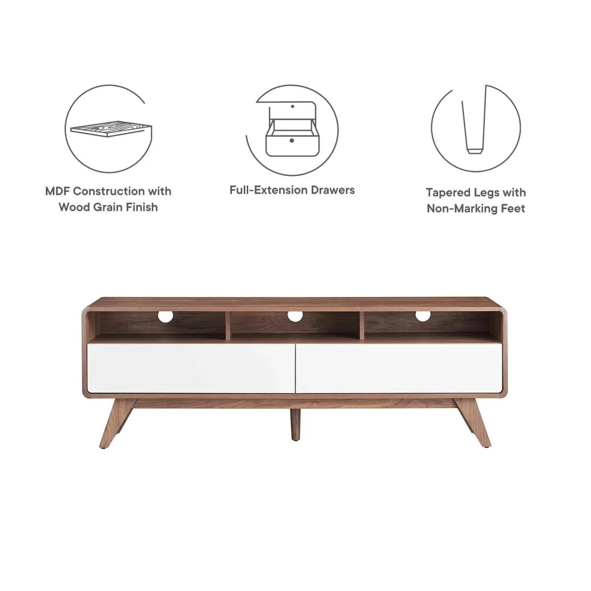 Mid Century TV Stand with Drawers 60 Inch - Image 2