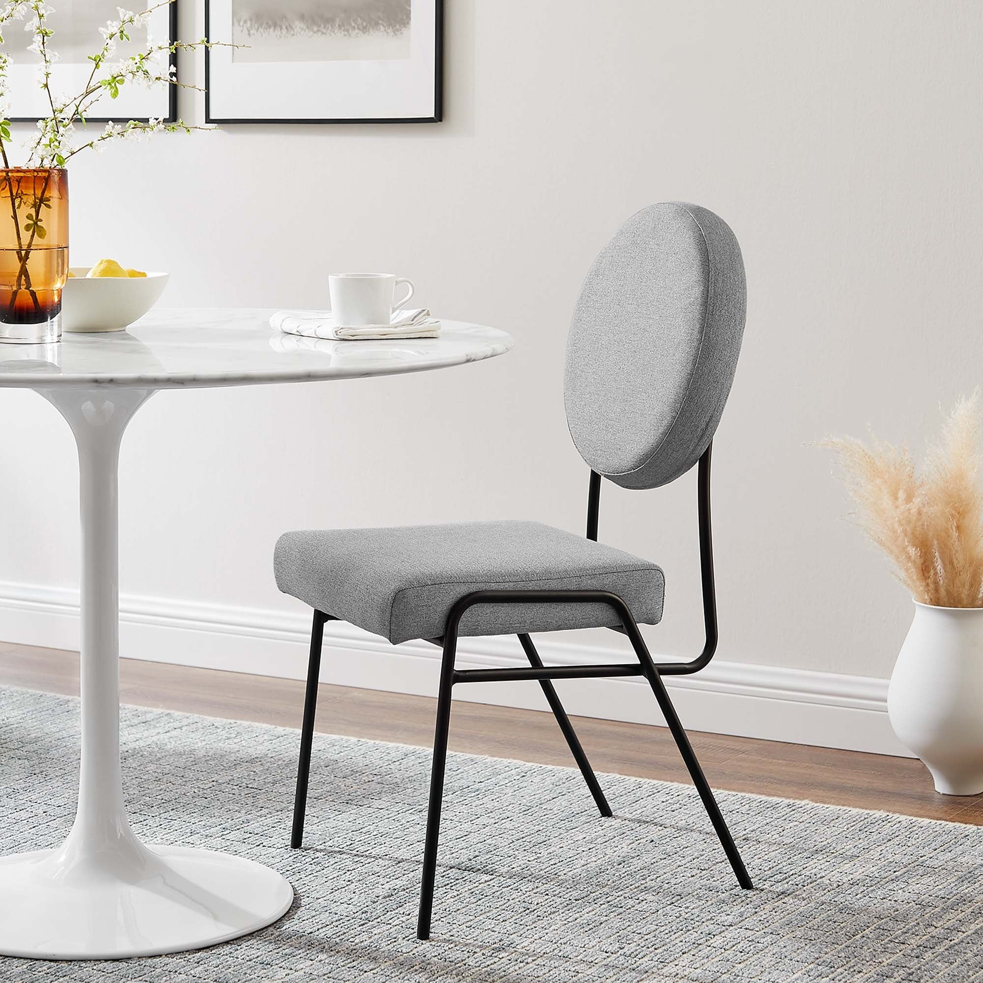 Mid-Century Upholstered Fabric Dining Side Chair - Image 11