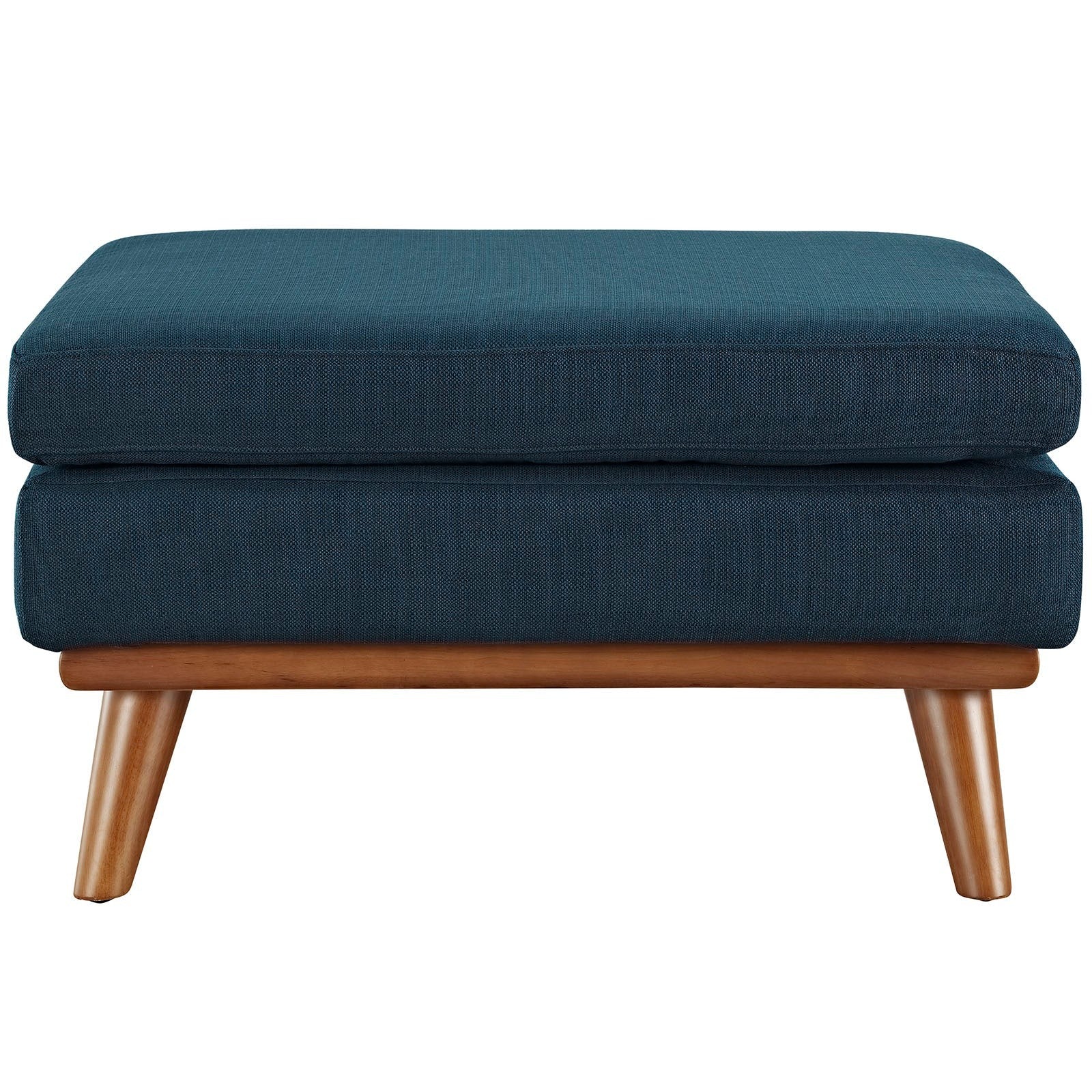 Mid Century Upholstered Fabric Ottoman with Wood Legs – 32 Inch - Image 4