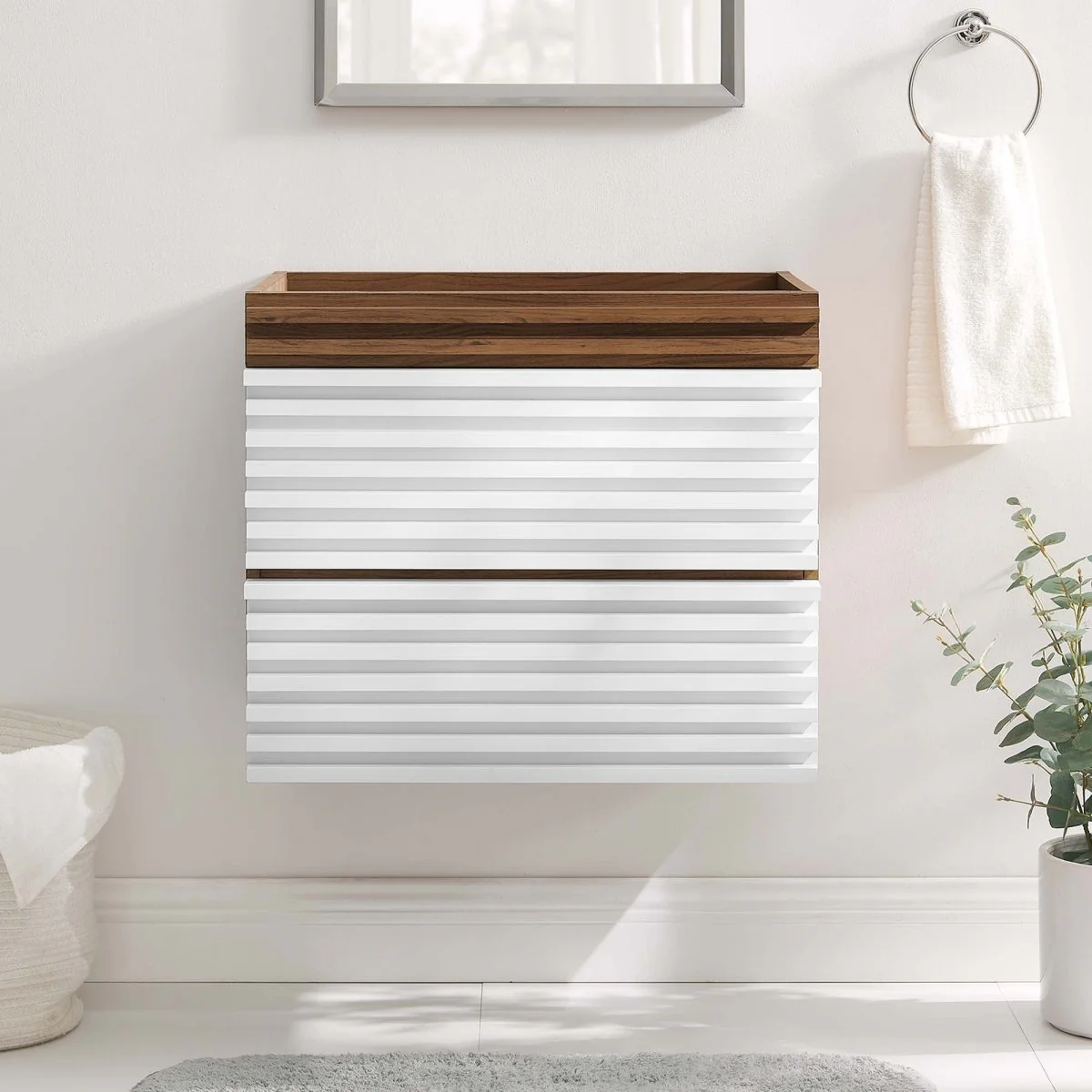 Mid-Century Wall-Mount Bathroom Vanity Cabinet — Available in Multiple Sizes and Finishes - Image 88