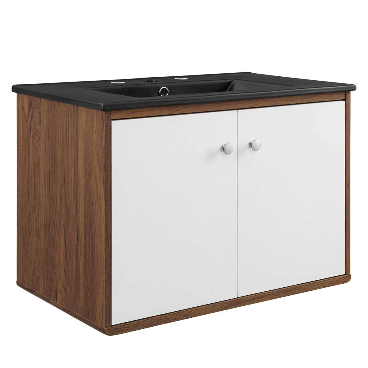 Mid-Century Wall-Mount Bathroom Vanity with Modern Integrated Sink Design & Storage - Image 60