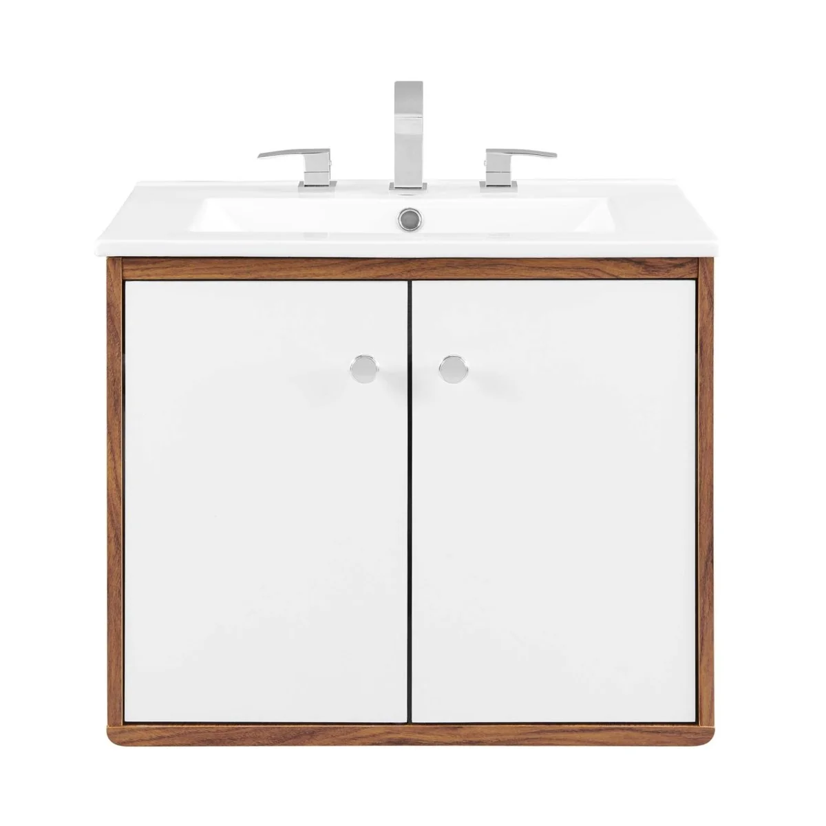 Mid-Century Wall-Mount Bathroom Vanity with Modern Integrated Sink Design & Storage - Image 75