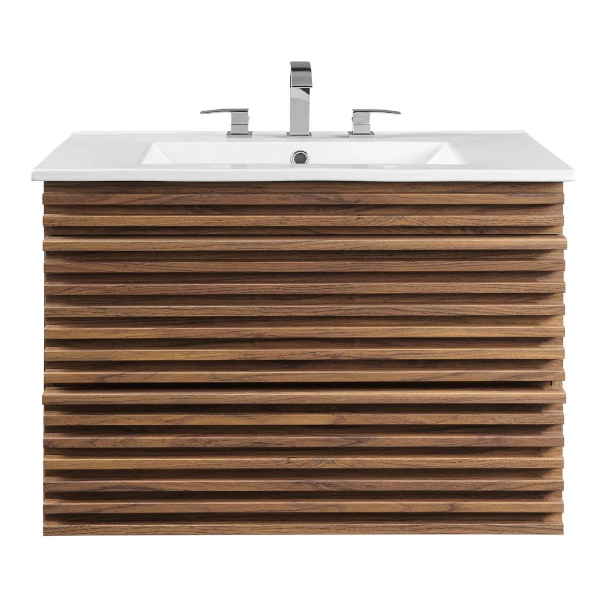 Mid-Century Wall-Mount Bathroom Vanity with Sink, Floating Modern Design - Image 108