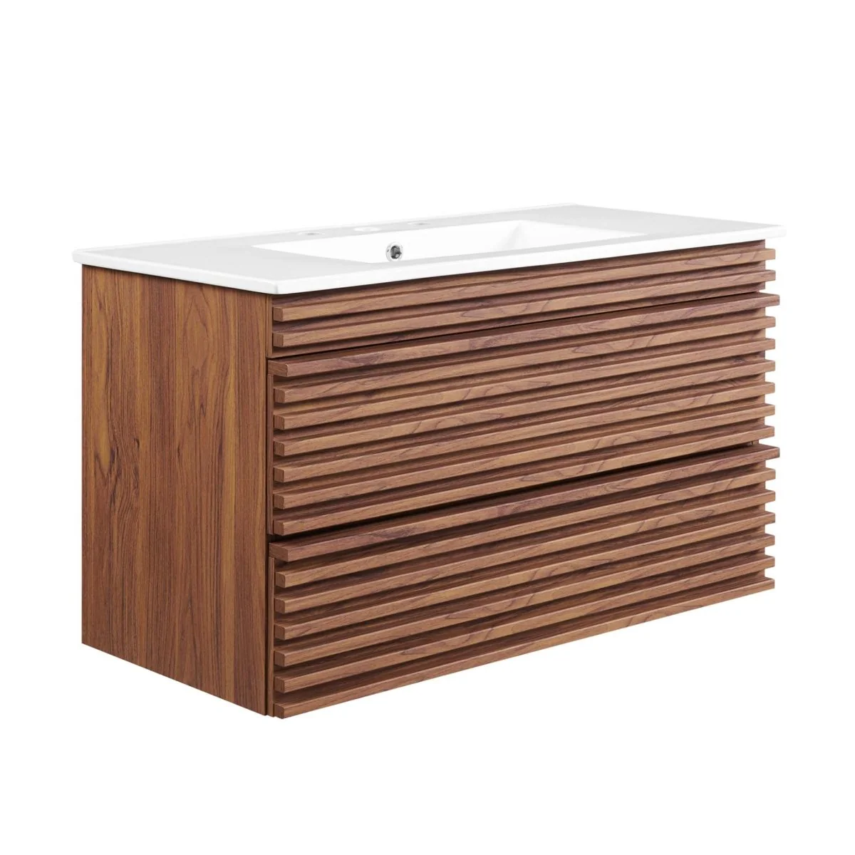 Mid-Century Wall-Mount Bathroom Vanity with Sink, Floating Modern Design - Image 131