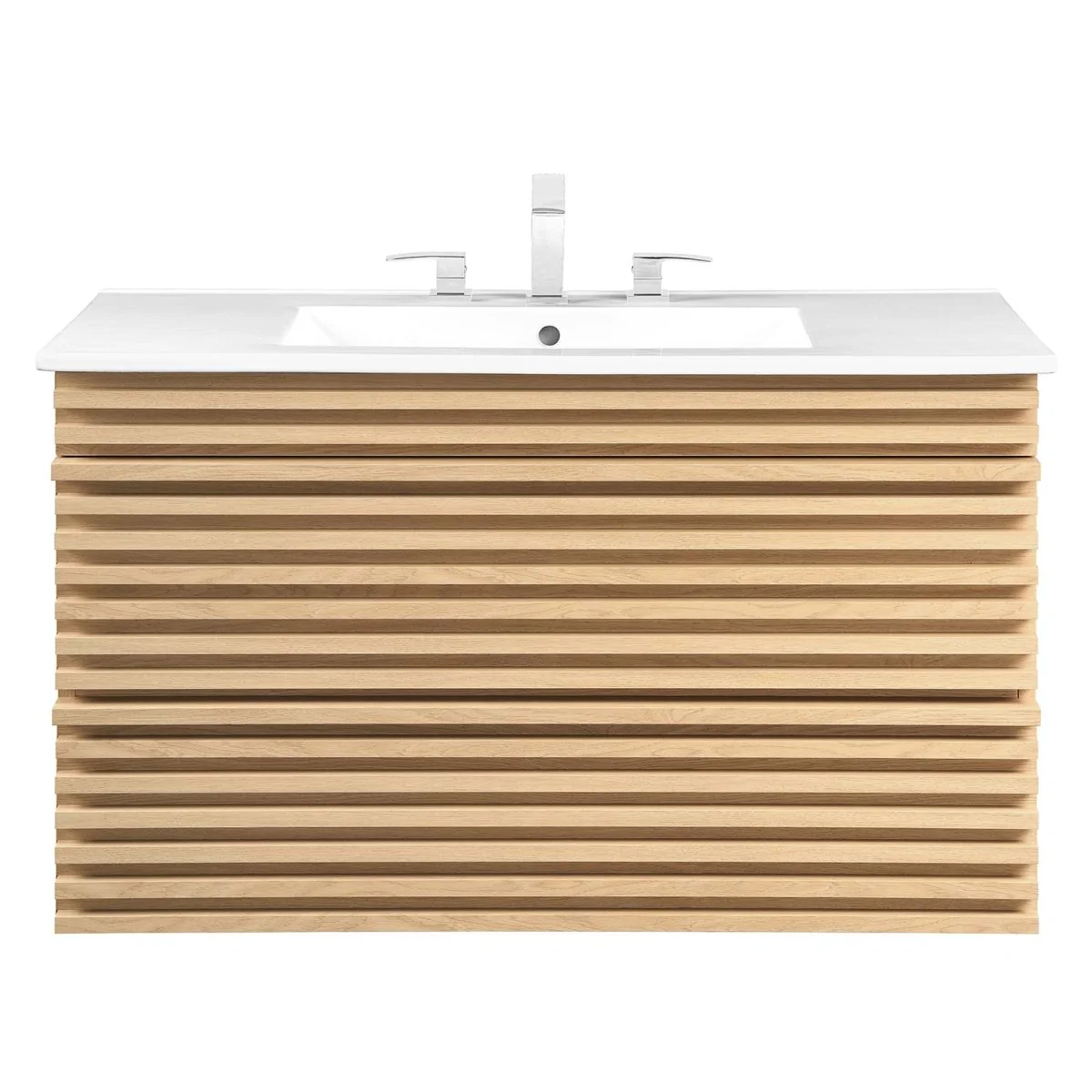 Mid-Century Wall-Mount Bathroom Vanity with Sink, Floating Modern Design - Image 147