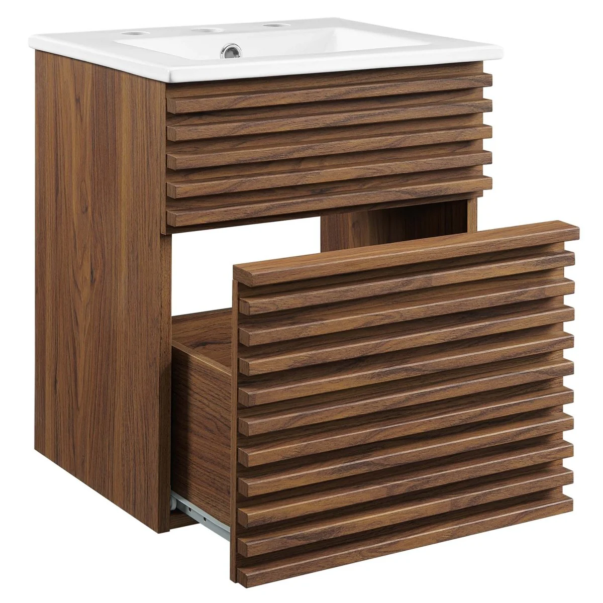 Mid-Century Wall-Mount Bathroom Vanity with Sink, Floating Modern Design - Image 22