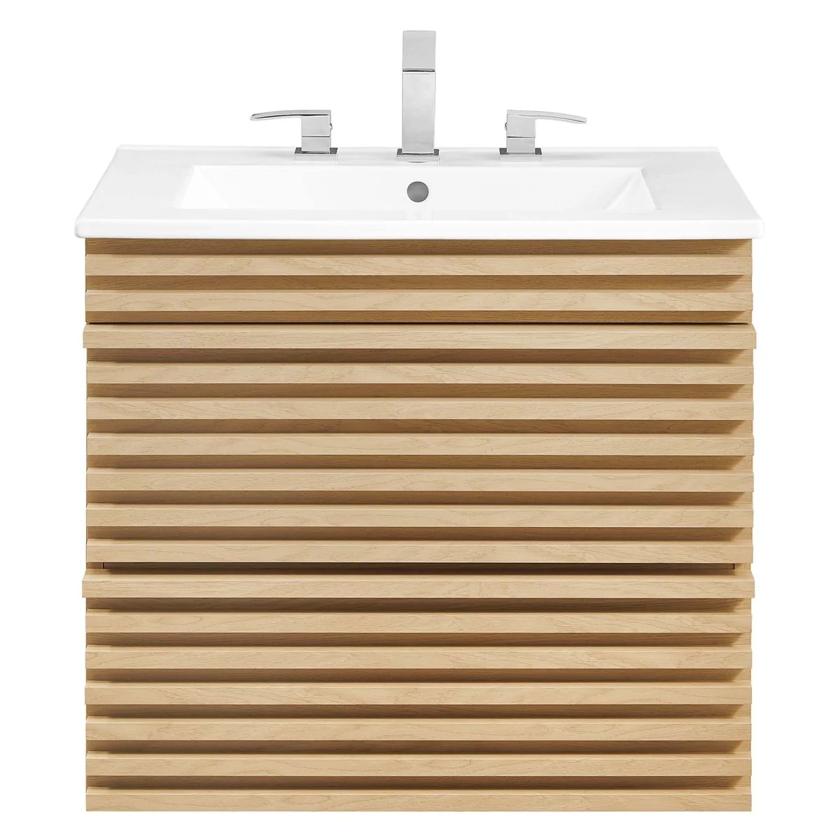 Mid-Century Wall-Mount Bathroom Vanity with Sink, Floating Modern Design - Image 60