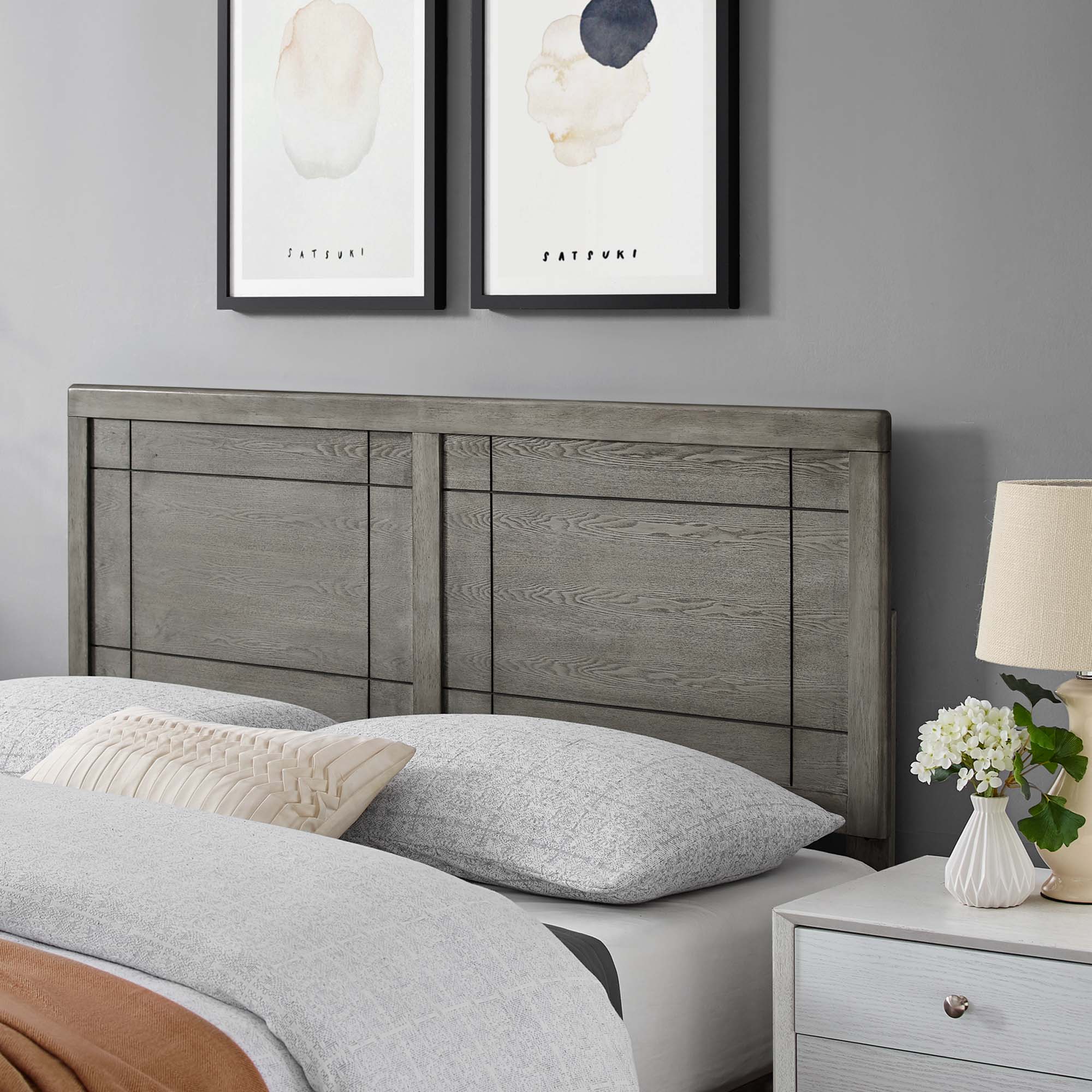 Mid-Century Window Pane Wood Headboard - Image 11