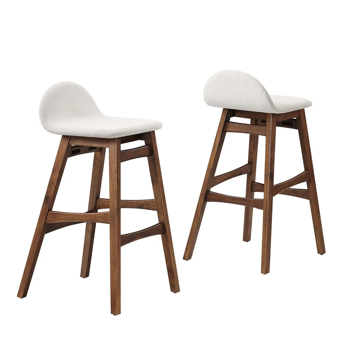 Mid-Century Wood and Heathered Fabric Bar Stool Set of 2 – 36.5 Inch - Image 6
