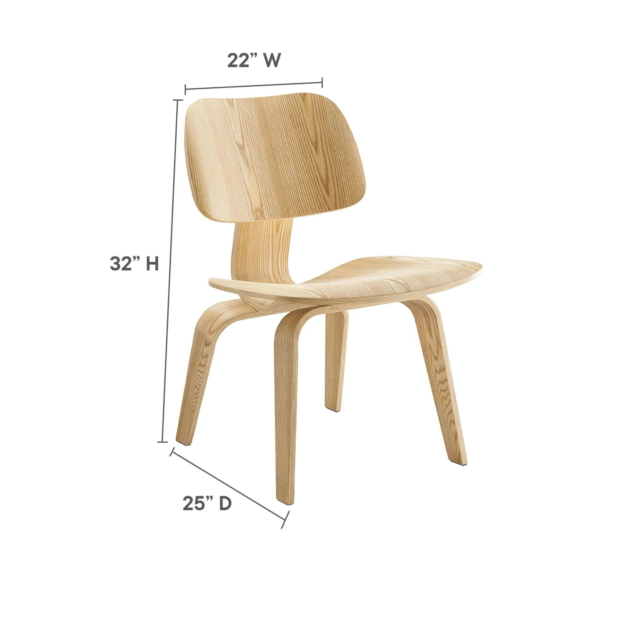 Mid-Century Wood Dining Chair with Curved Plywood Design - Image 9