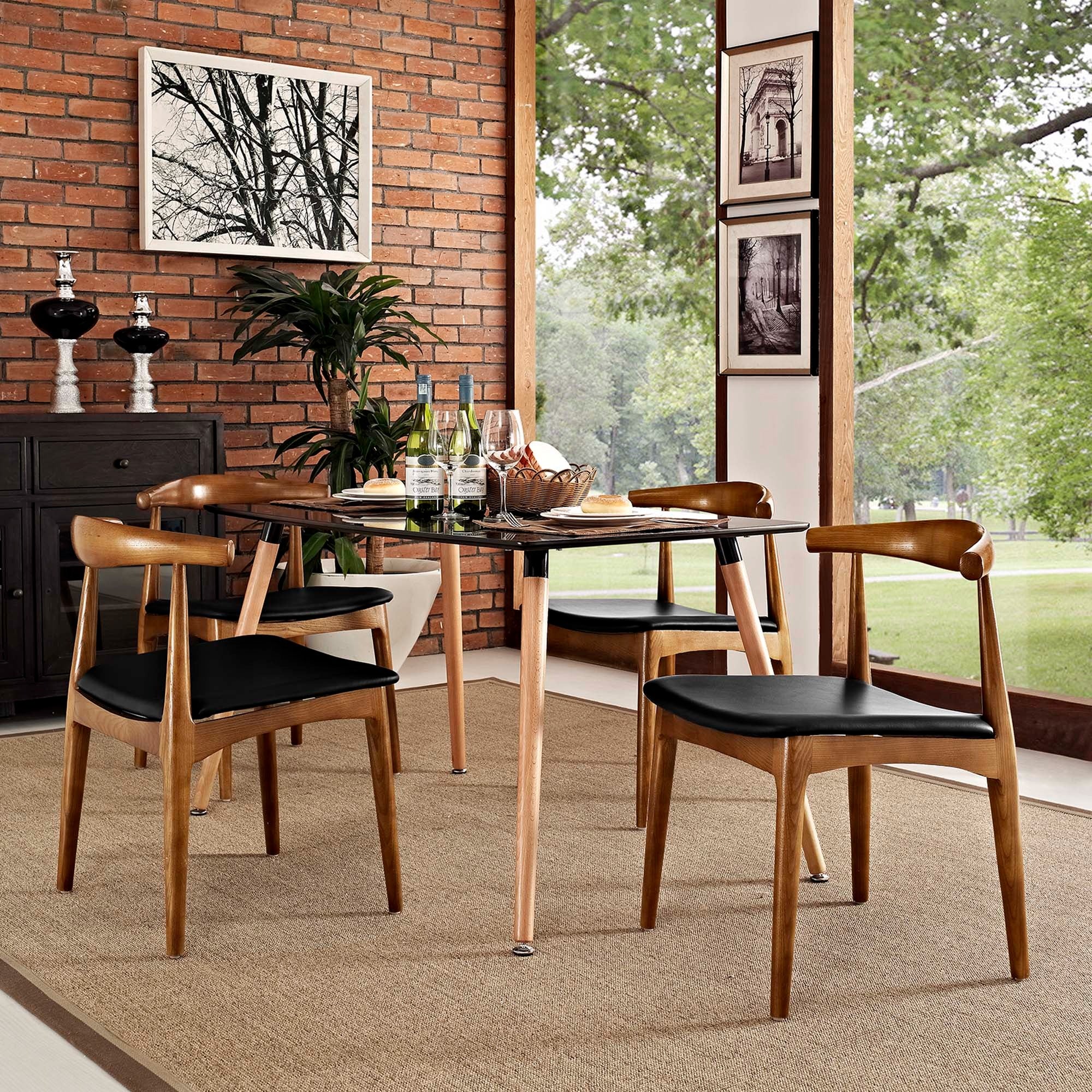 Mid-Century Wood Dining Chairs Set of 4 with Upholstered Seats - Image 10