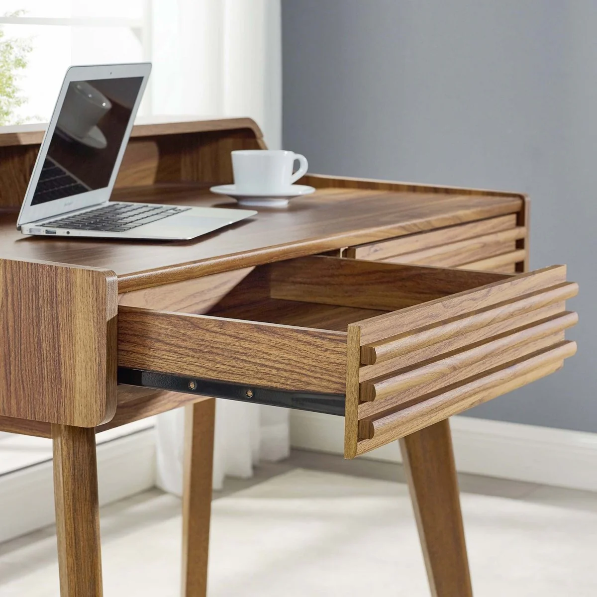 Mid-Century Writing Desk with Storage Drawers and Spacious Work Surface - Image 3