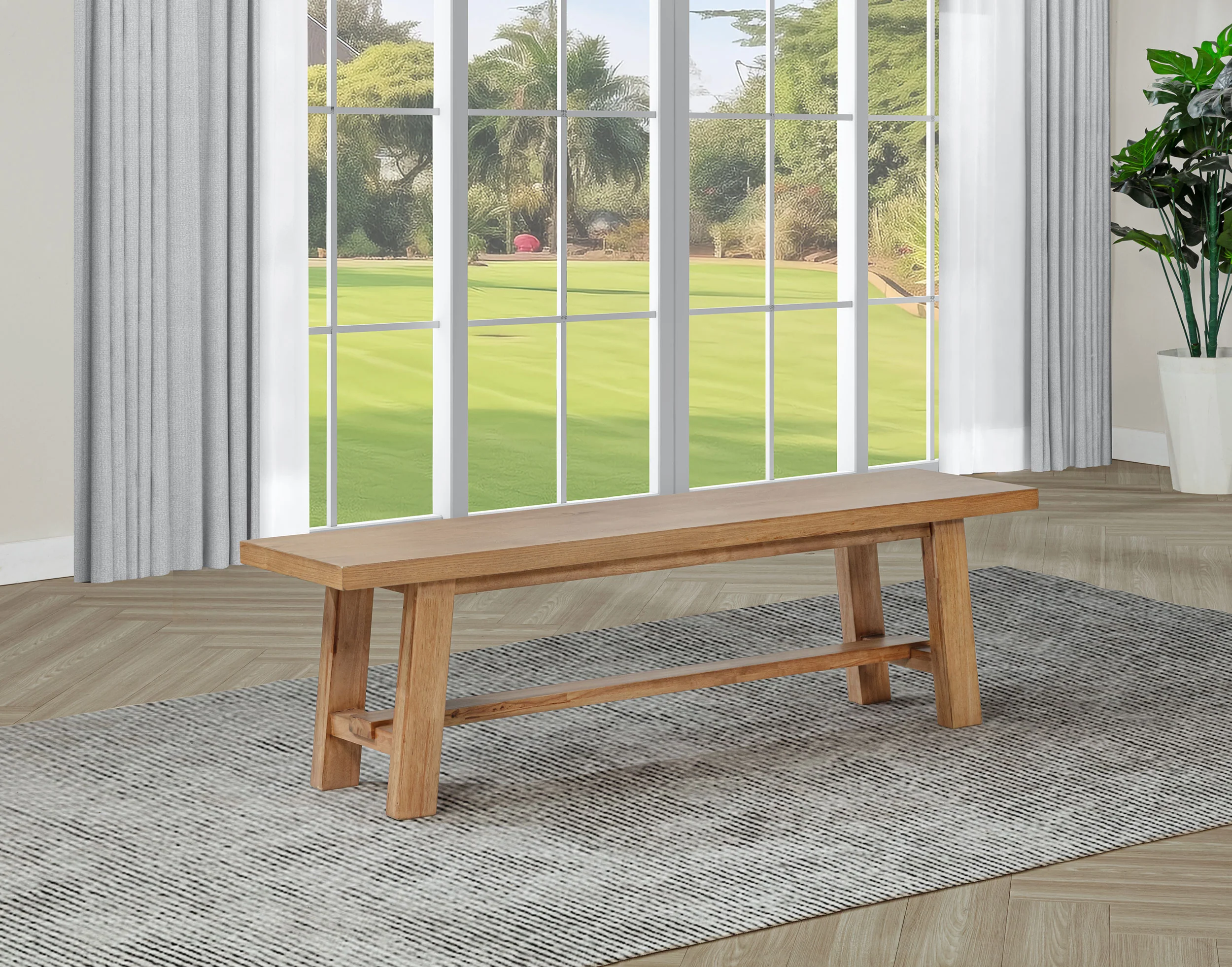 Middleton 60-inch Wood Backless Dining Bench Natural Brown - Image 4