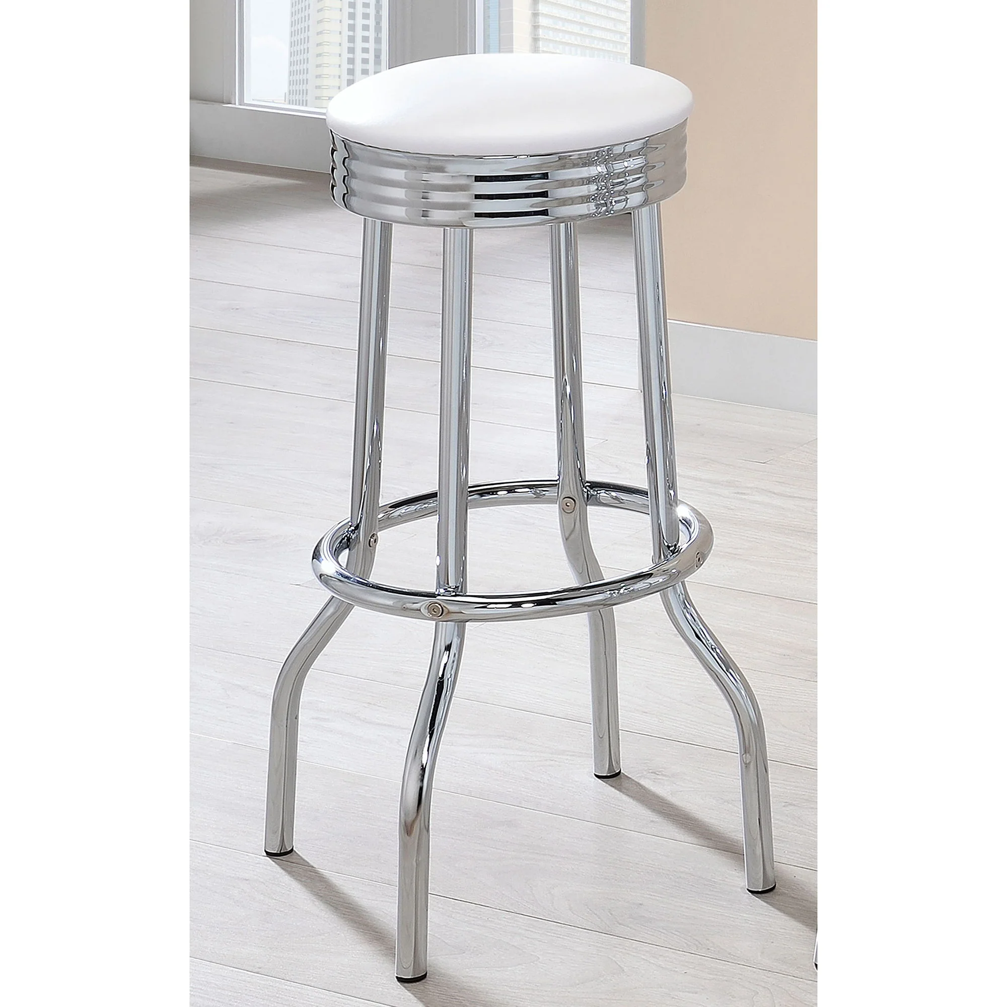 Midge - Upholstered Swivel Bar Stool (Set of 2) - White - Image 3