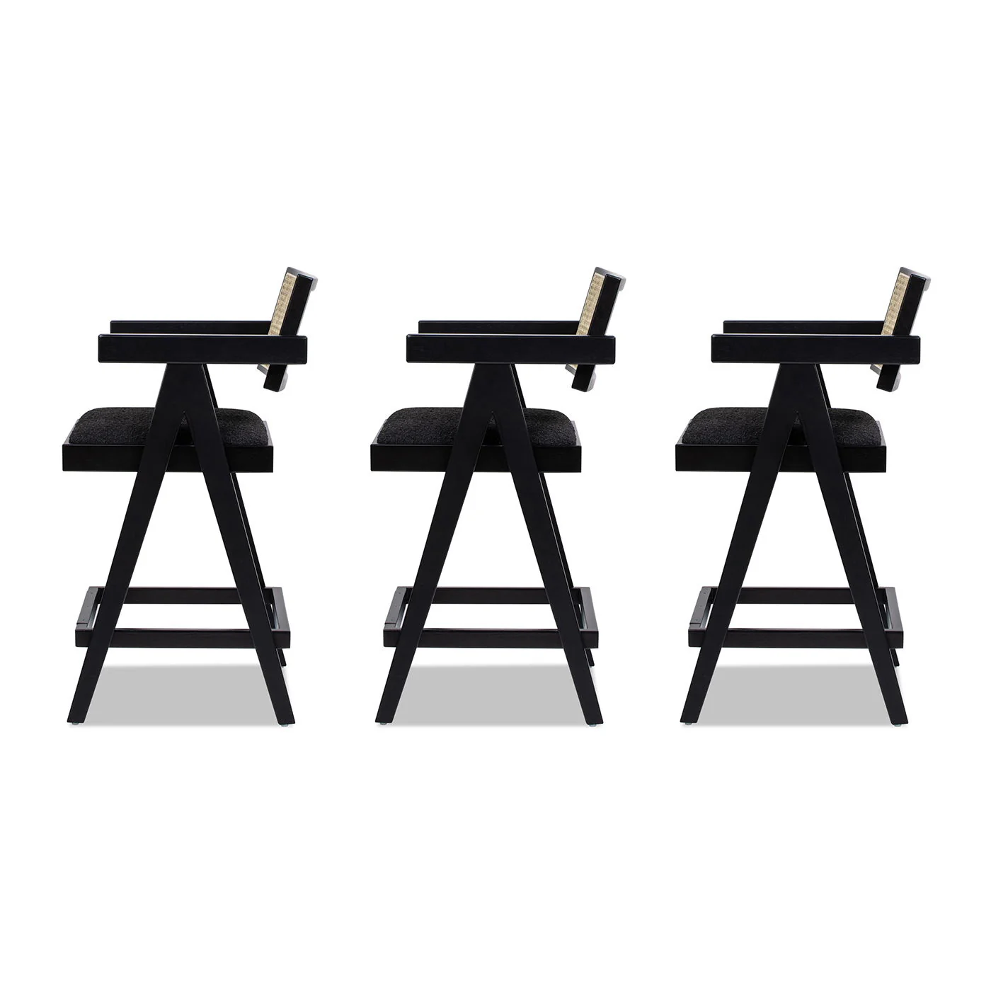 Milan - Modern Webbing Back Stool With Arms (Set of 3) - Image 11