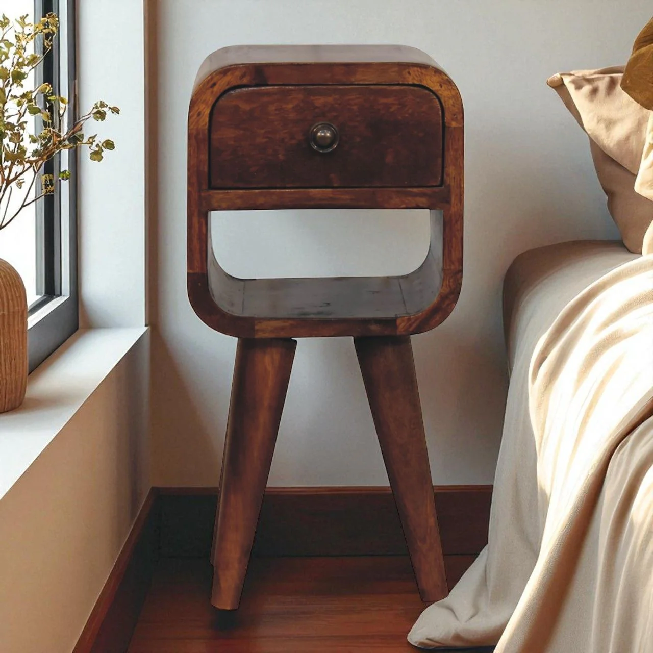 Mini California Curved Nightstand Wth Lower Slot - Image 2