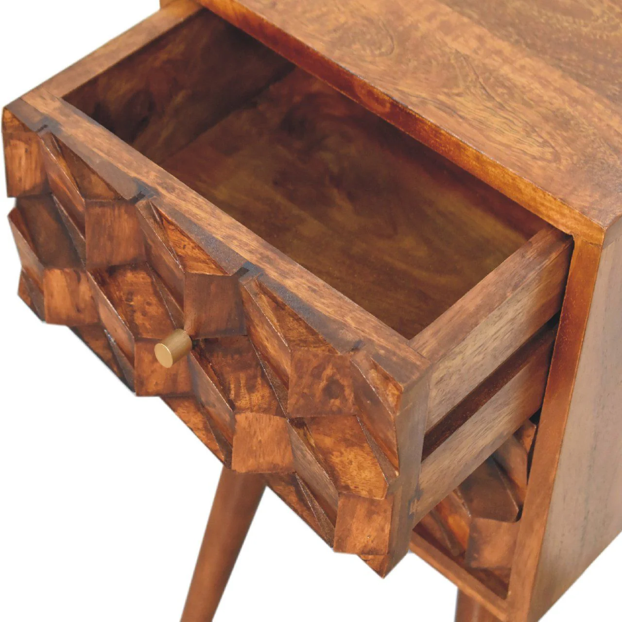 Mini Cube Carved 2 Drawer Nightstand - Image 4