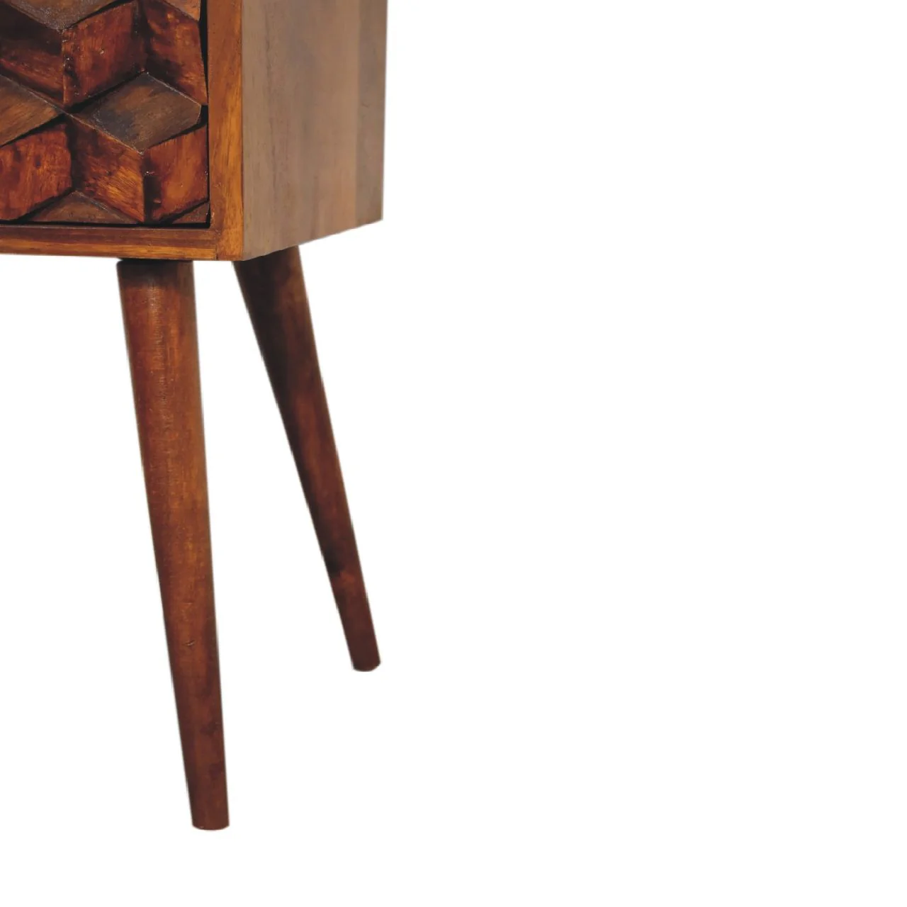 Mini Cube Carved 2 Drawer Nightstand - Image 6