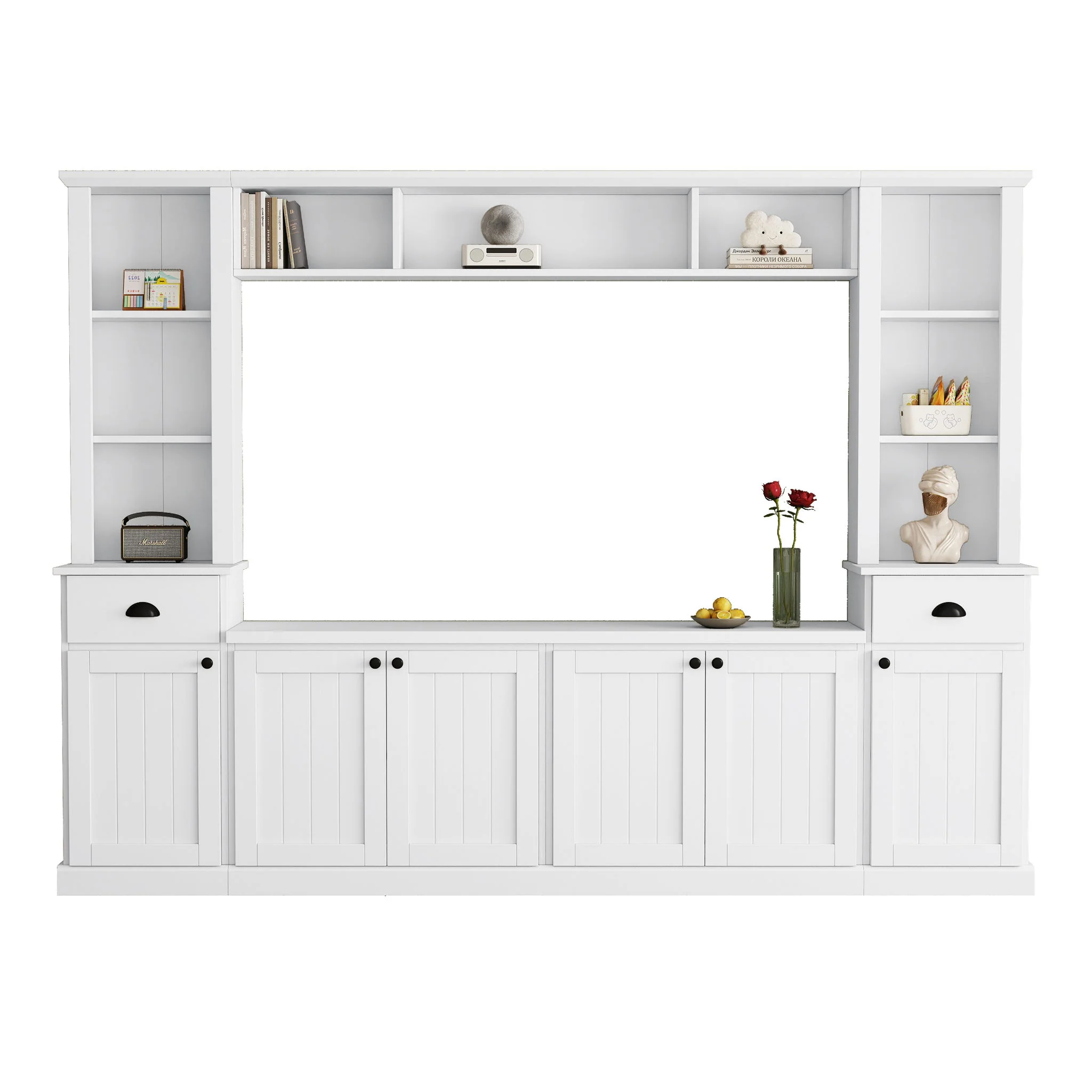 Minimalist Entertainment Wall Unit Set With Bridge For TVs Up To 75" - Image 8