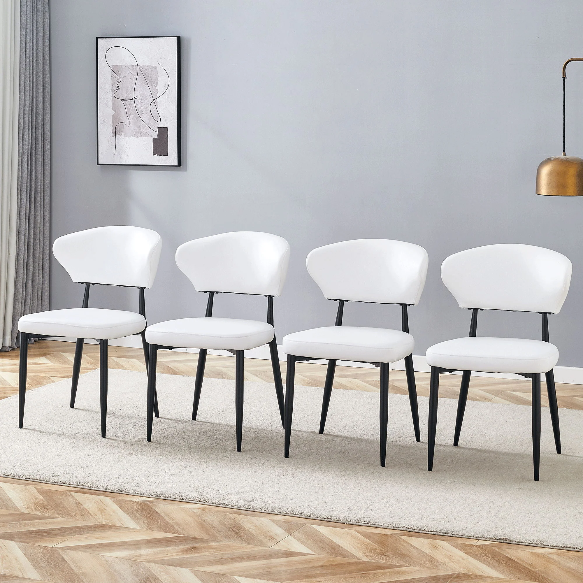 Minimalist Ergonomic Dining Chair With Curved Backres (Set of 4) - Image 13