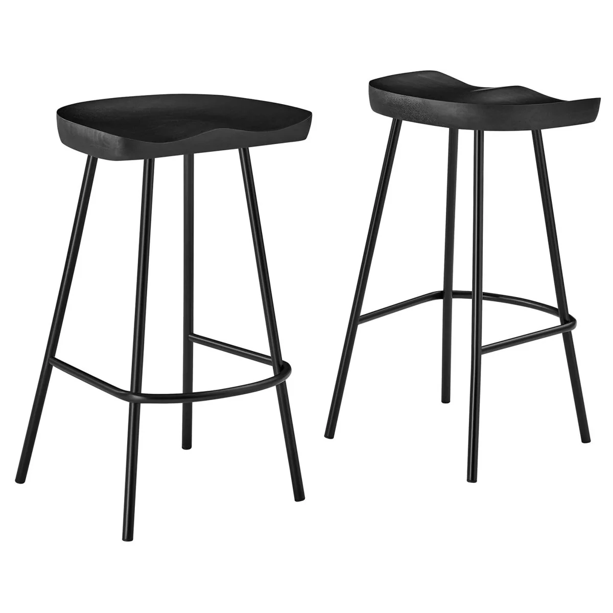 Minimalist Mango Wood Backless Counter Stool Set of 2 - Image 12