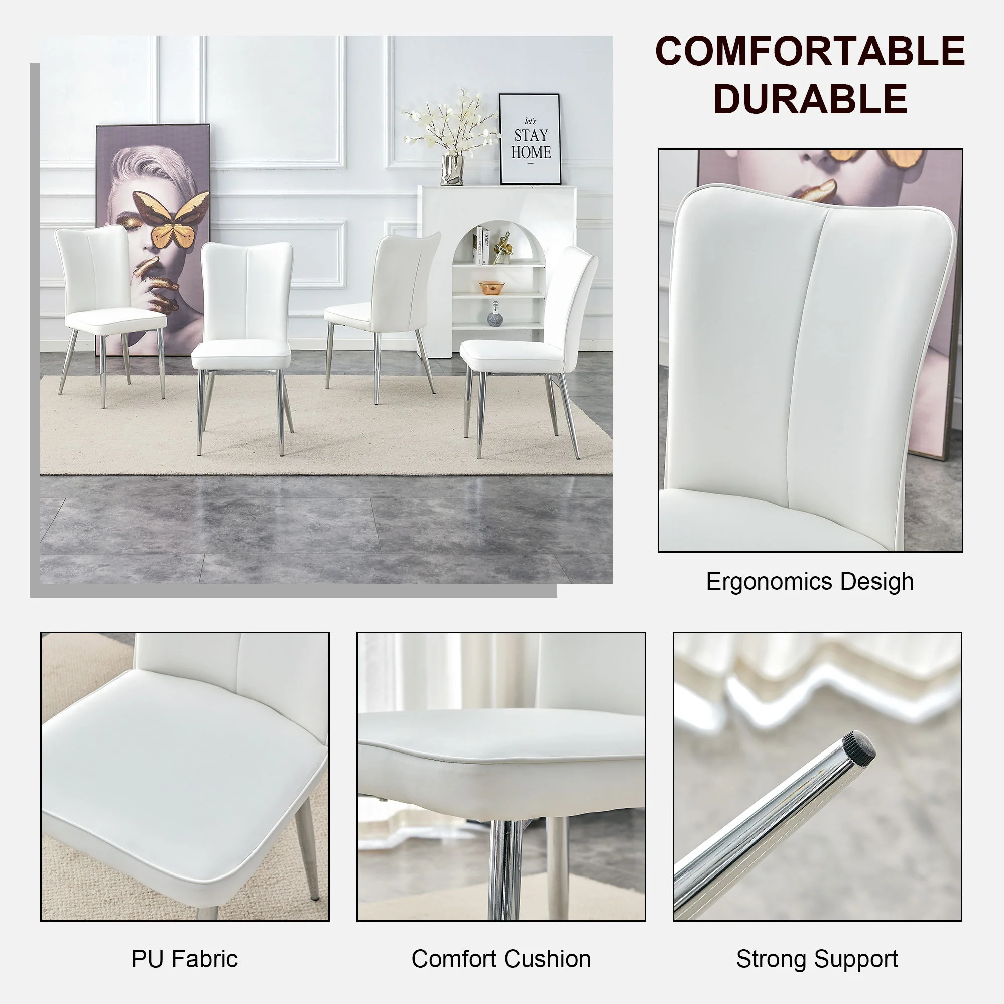 Minimalist Style Minimalist Dining Chairs With Metal Legs - Image 4