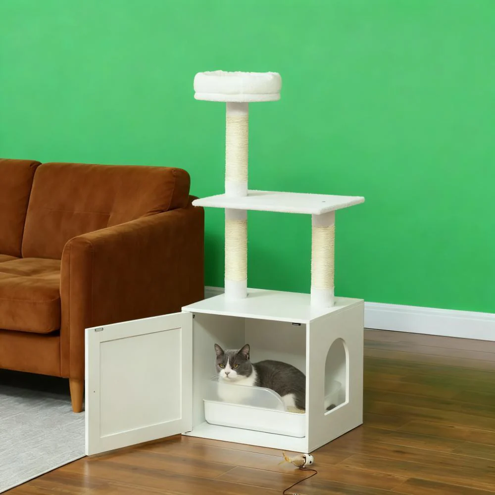 Mira 49-Inch 2-in-1 Cat Tree with Hidden Litter Box Enclosure - Image 2