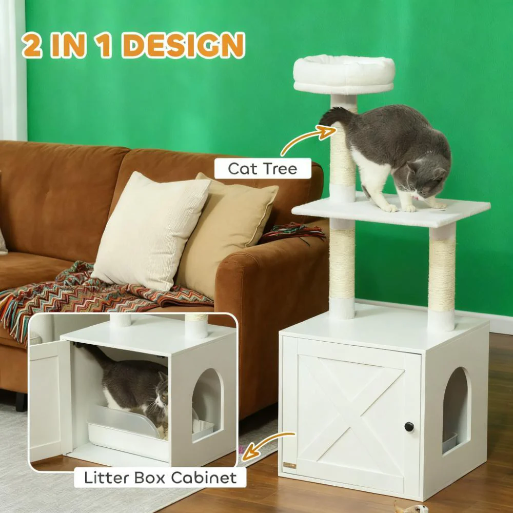 Mira 49-Inch 2-in-1 Cat Tree with Hidden Litter Box Enclosure - Image 3