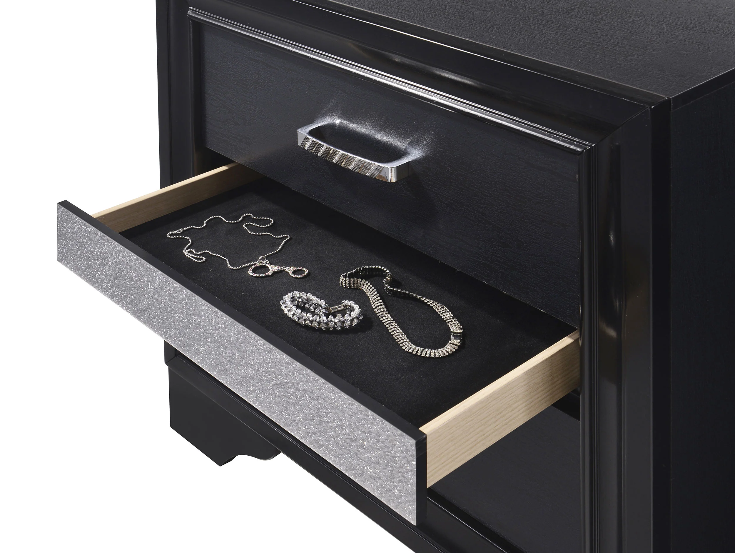 Miranda 3-Drawer Nightstand Bedside Table Black - Image 9