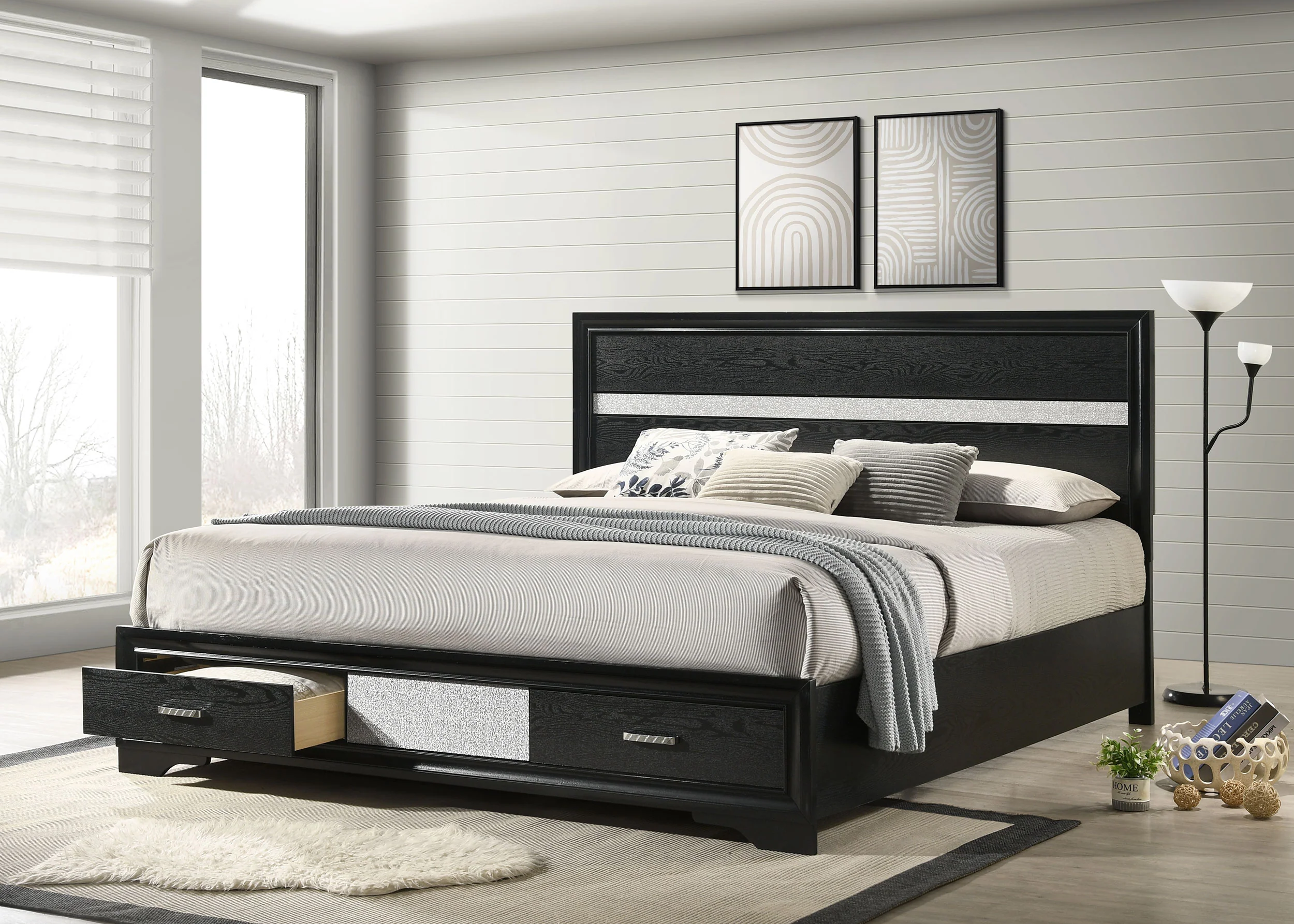 Miranda 51-inch California King Storage Panel Bed Black - Image 2