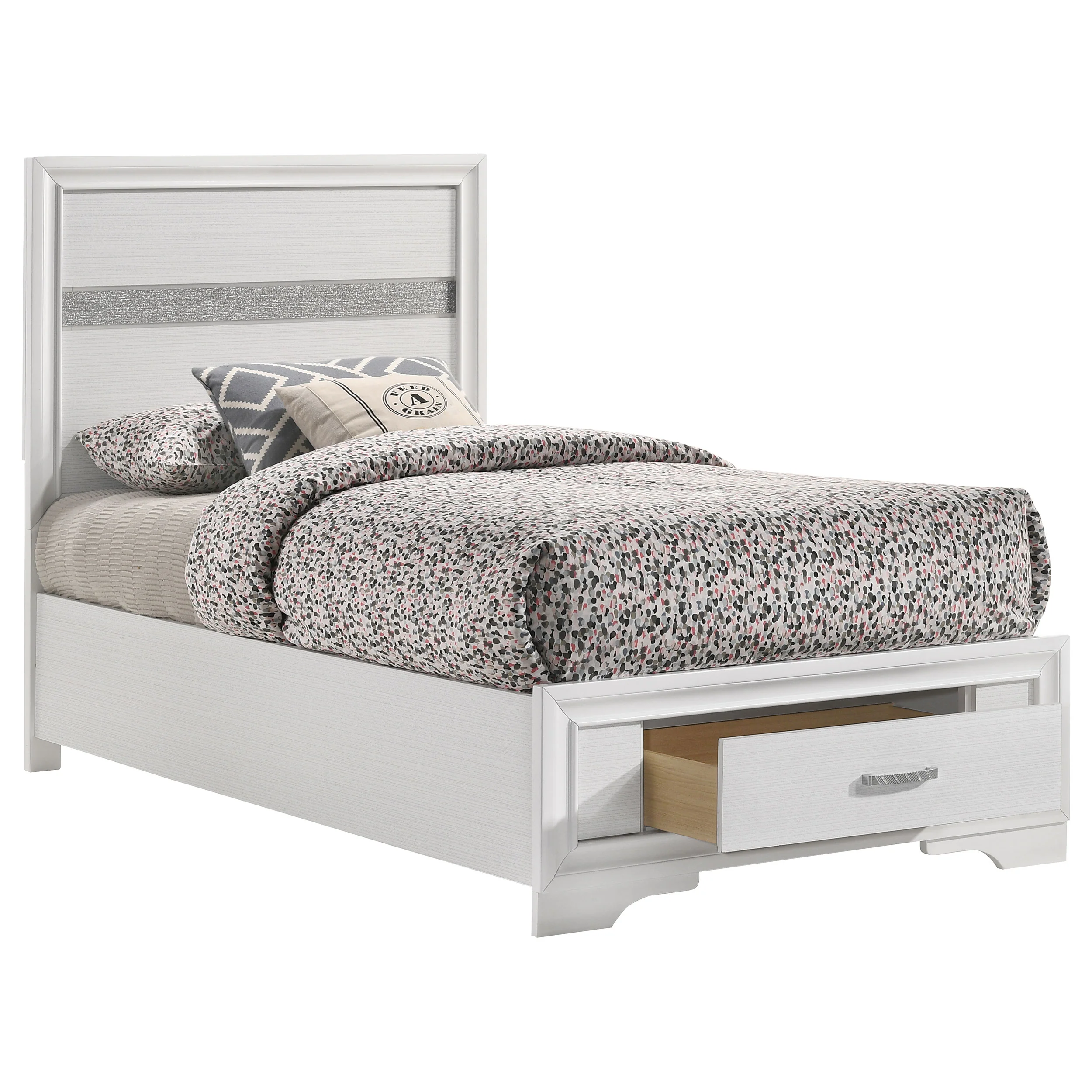Miranda 51-inch White Twin Storage Panel Bed - Image 3
