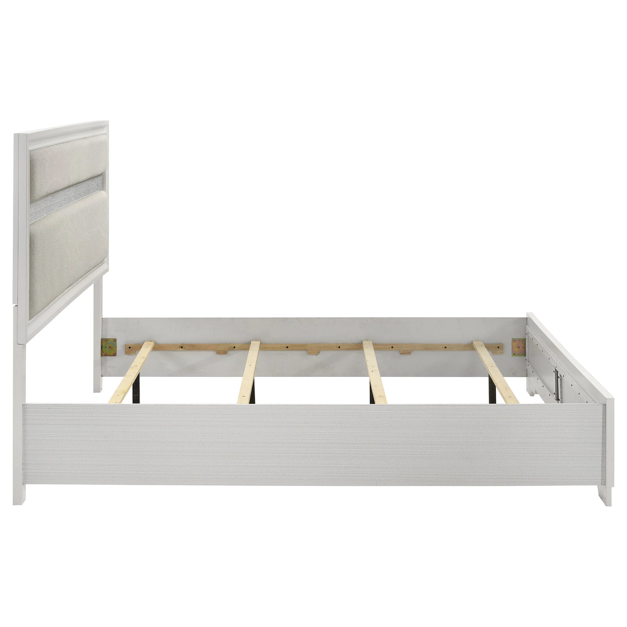 Miranda 54-Inch Upholstered Eastern King Panel Bed, White - Image 6