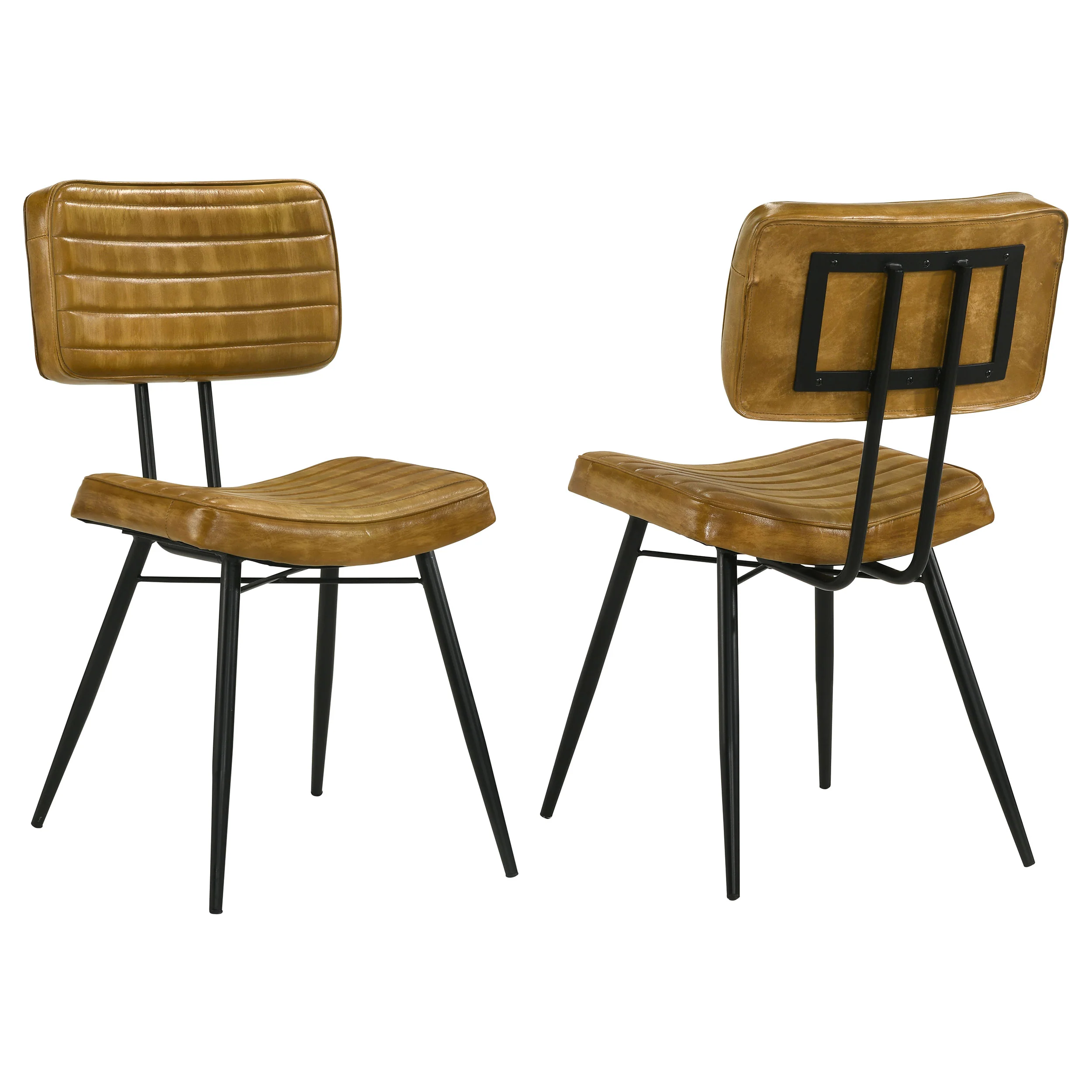 Misty Leather Dining Side Chair Camel, Set of 2 - Image 2