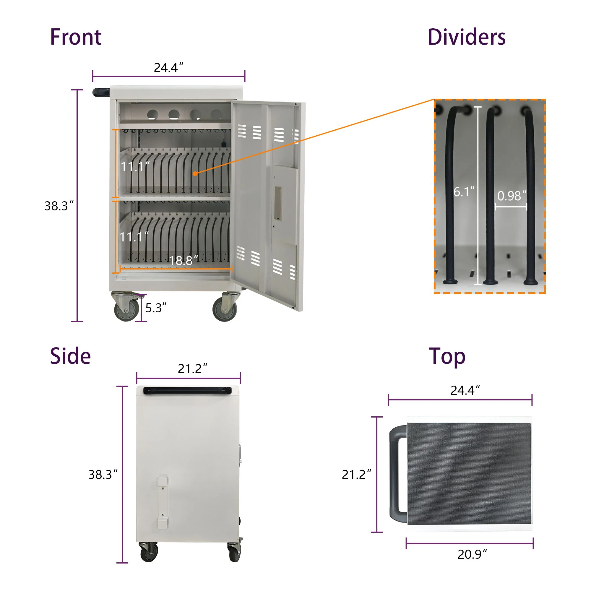 Mobile Charging Cart And Cabinet For Tablets Laptops 30 Device With Combination Lock - Image 8