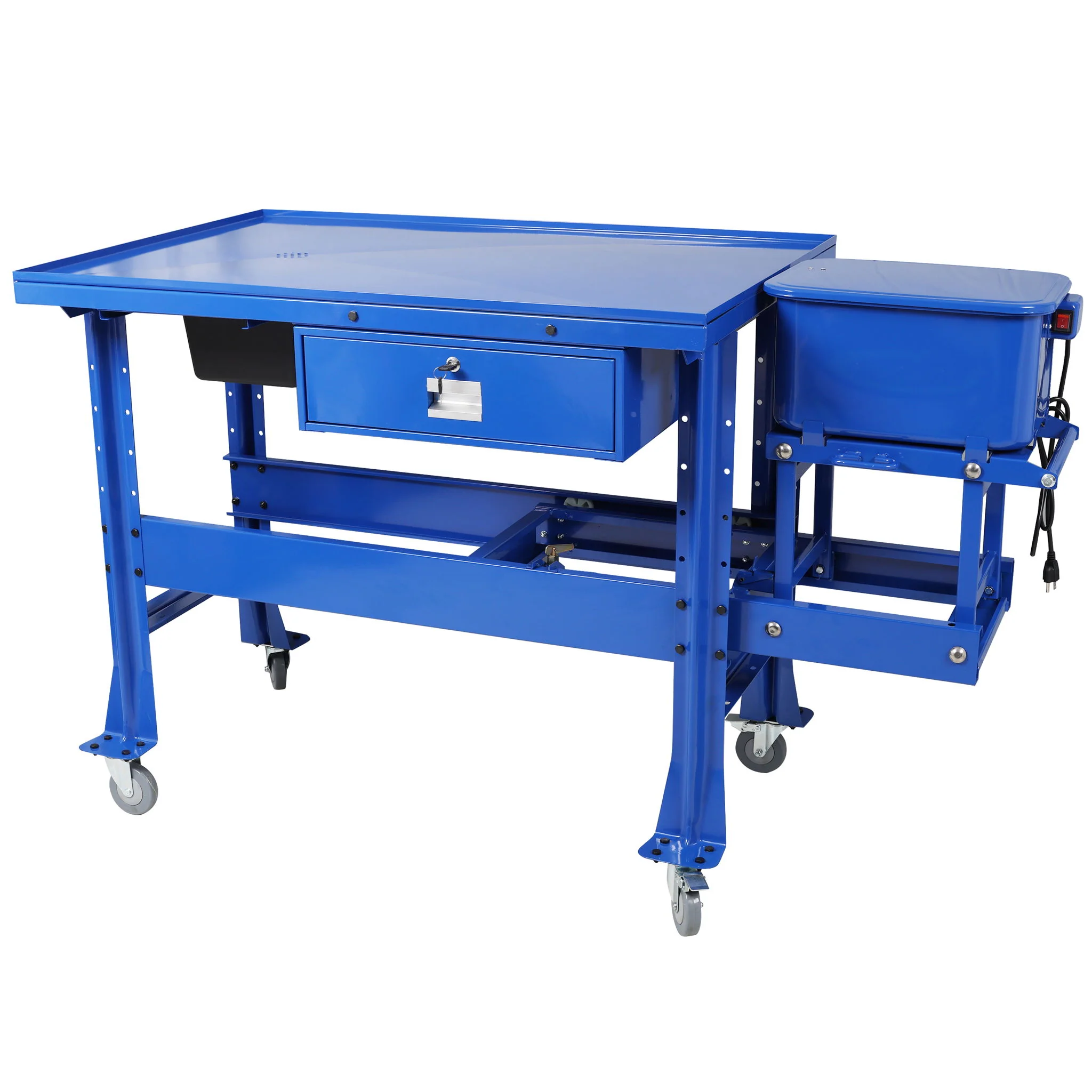Mobile Tear Down Table With 3.5 Gallon Part Washer And 110V Pump - Blue - Image 3