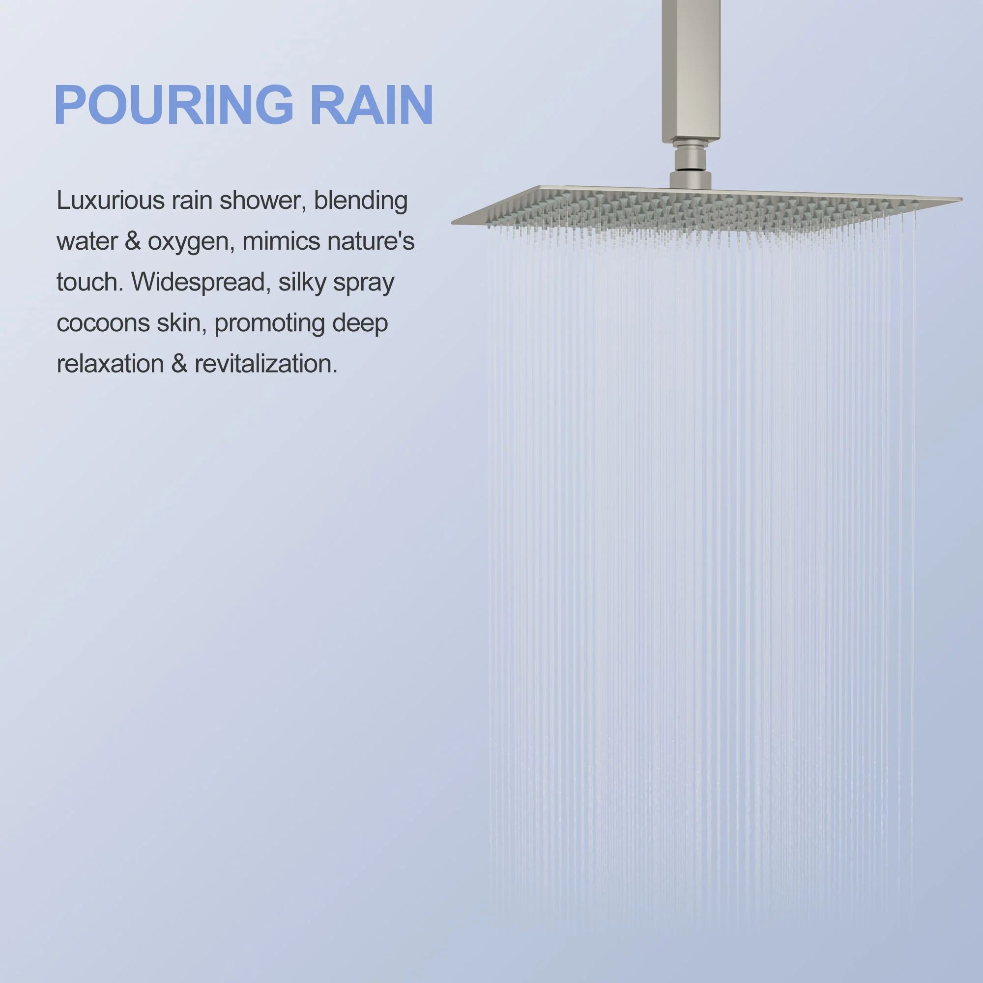 Modern 10" Square Rainfall Shower Head & Stainless Steel Wall Or Ceiling Mount Luxury Spa Shower Panel - Image 13