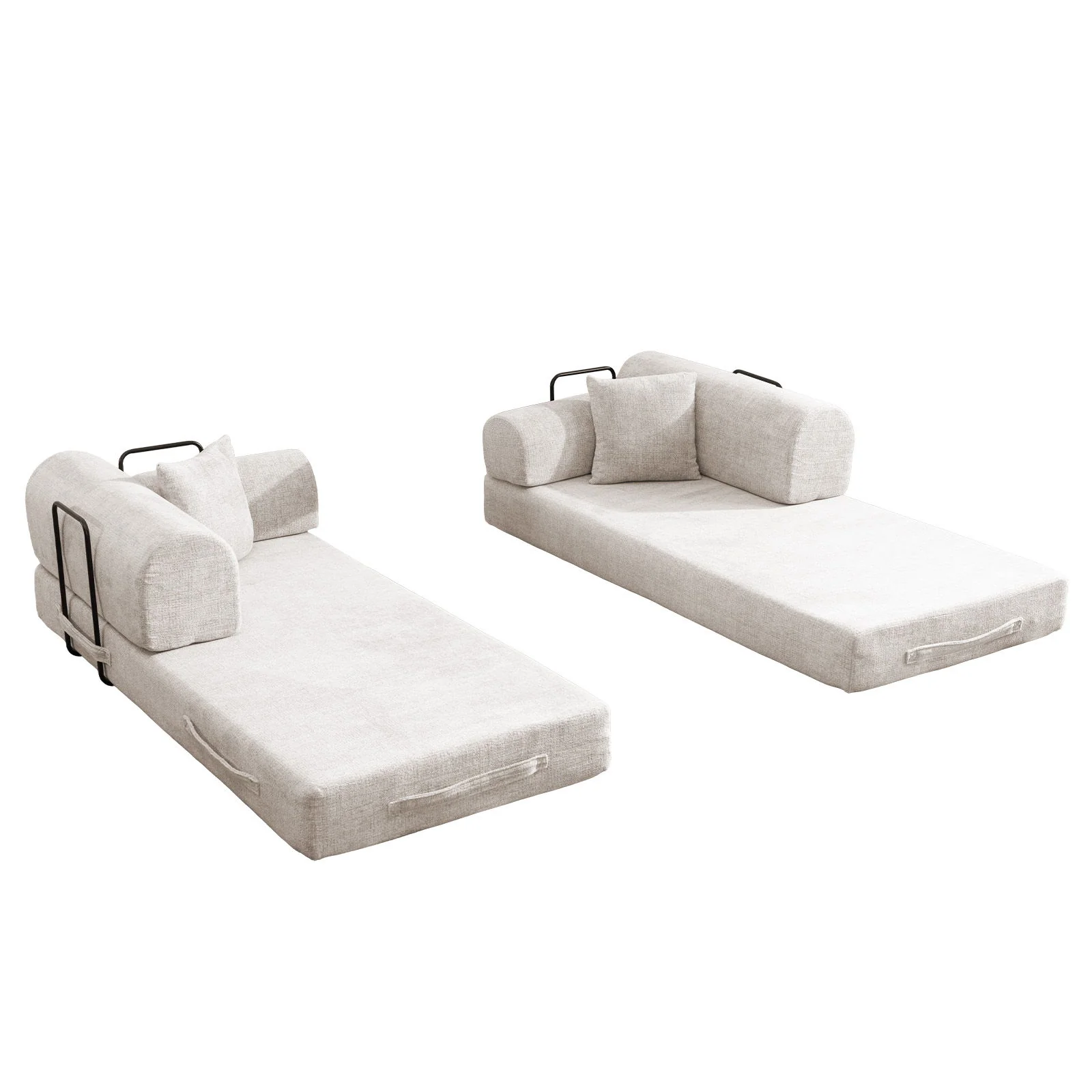 Modern 2 Tone Fabric Convertible Sleeper Sofa Bed - Image 14