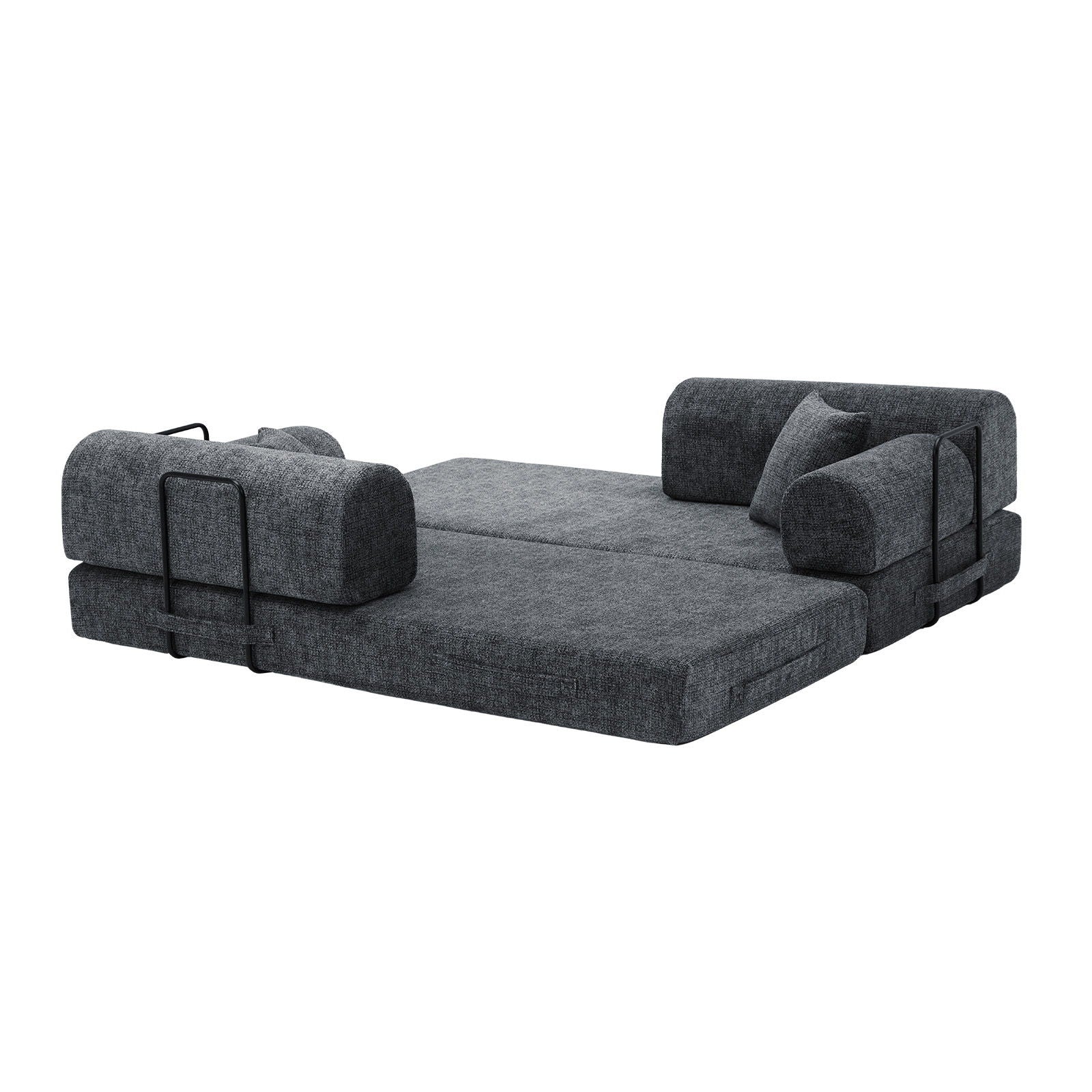Modern 2 Tone Fabric Convertible Sleeper Sofa Bed - Image 18