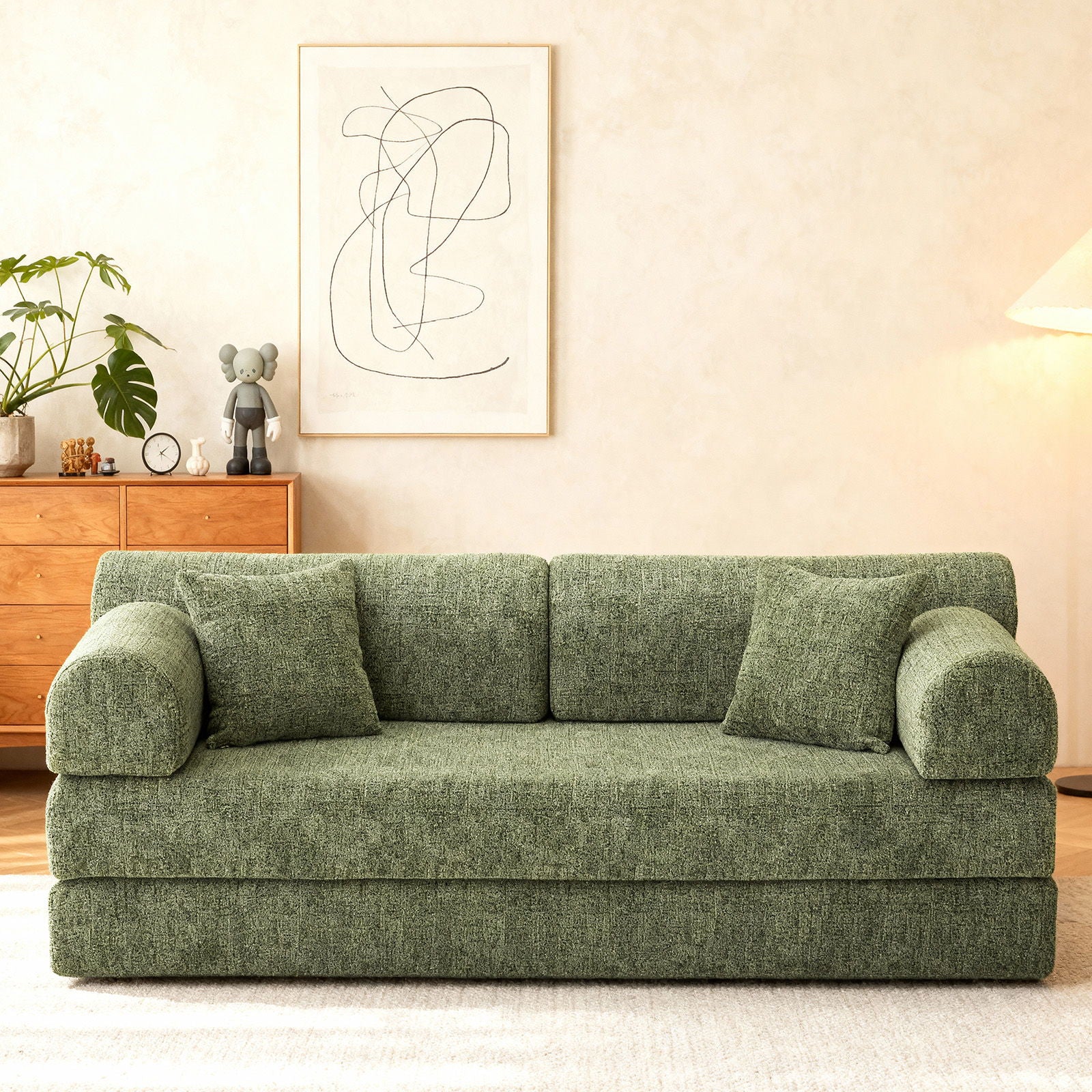 Modern 2 Tone Fabric Convertible Sleeper Sofa Bed - Image 27