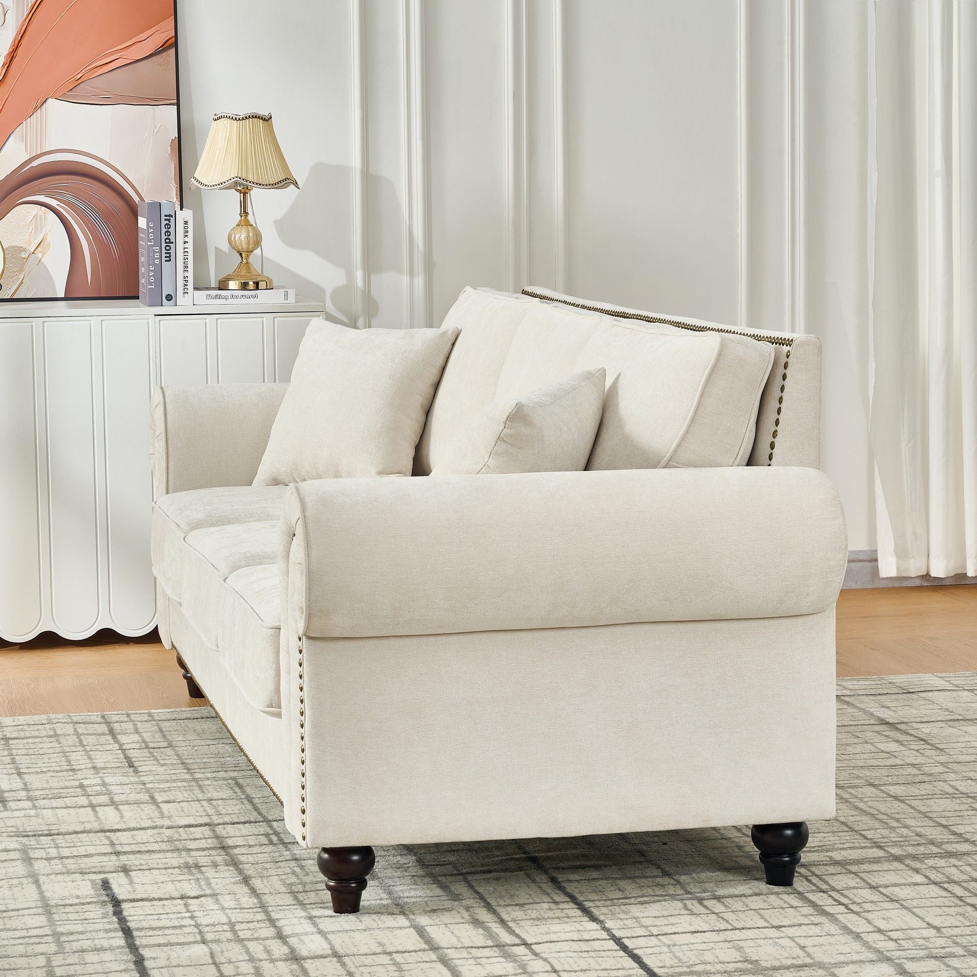 Modern 3 And 2 Seater Sofa With Rolled Arms, Tufted Upholstered Couch - Image 15