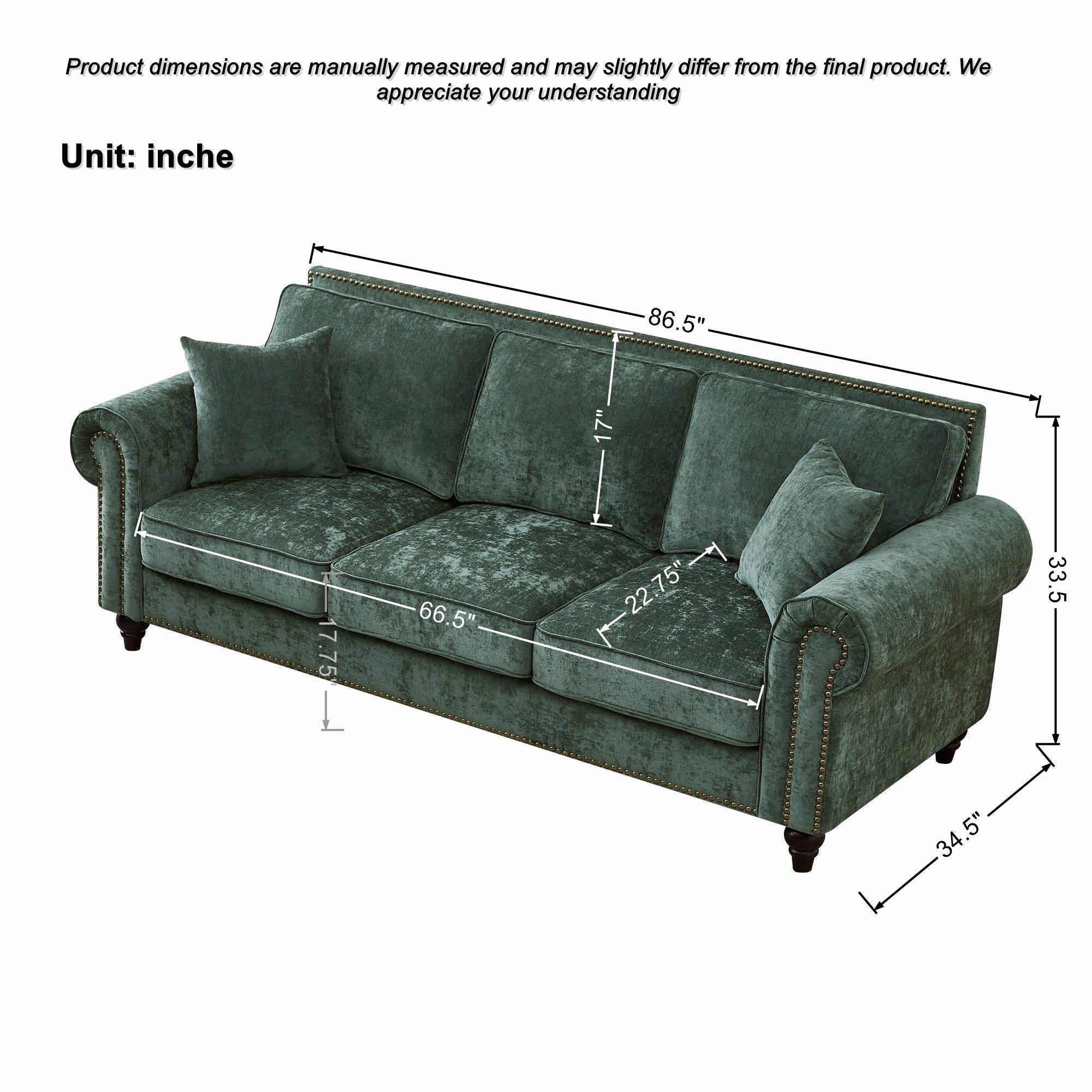 Modern 3 And 2 Seater Sofa With Rolled Arms, Tufted Upholstered Couch - Image 21